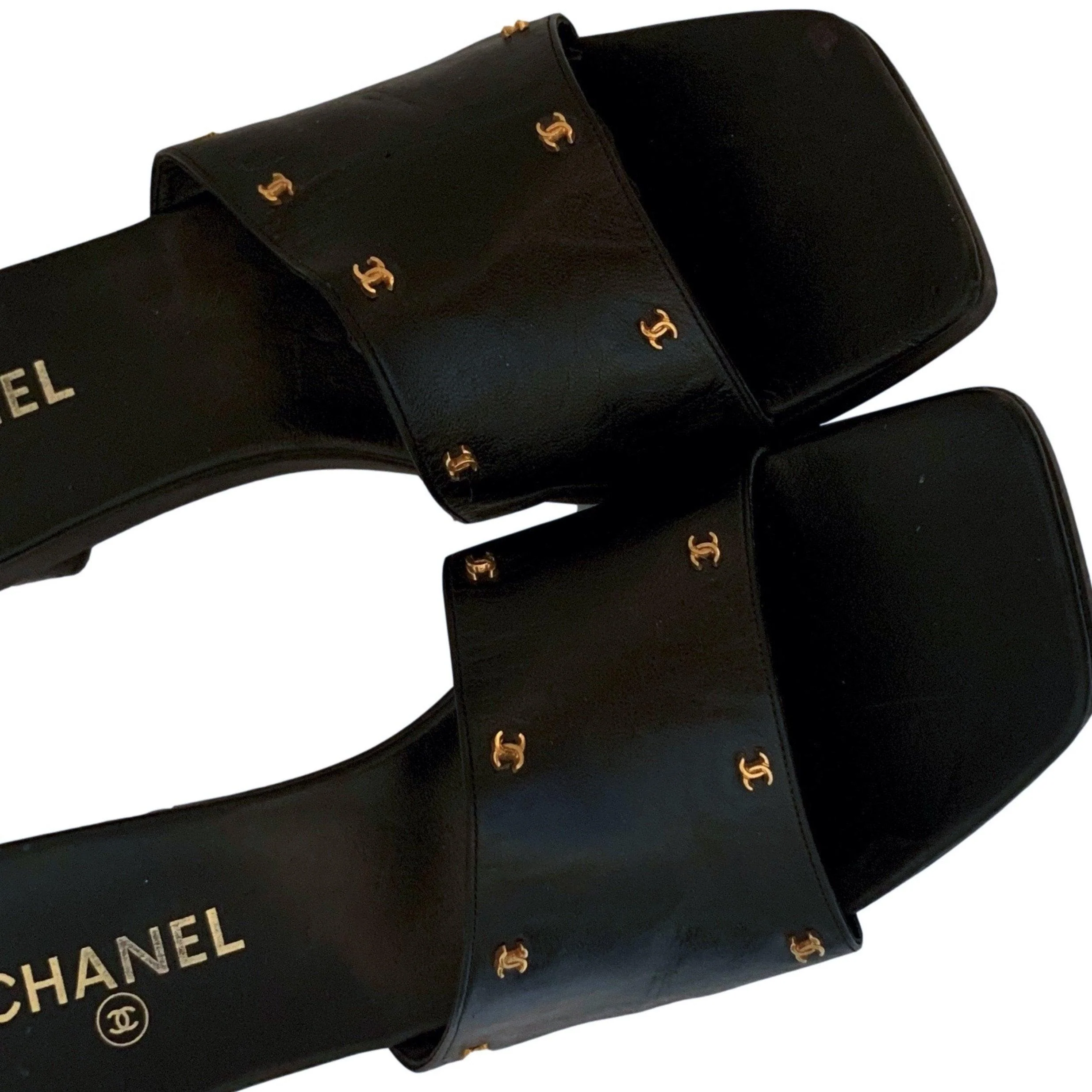 Chanel Black Logo Chunky Heel - Image 2