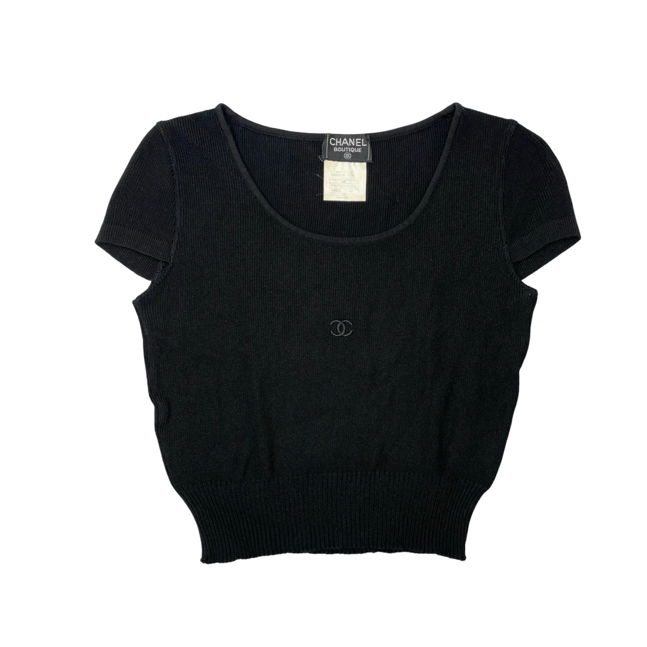 Chanel Black Logo Crop Top