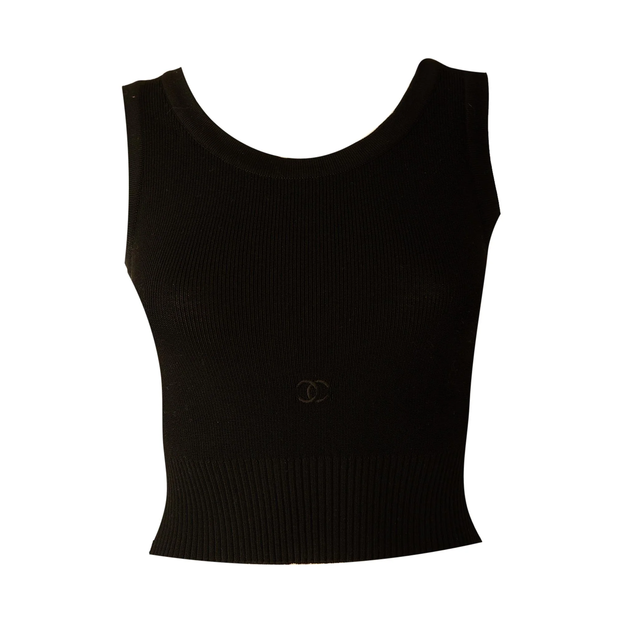 Chanel Black Logo Crop Top