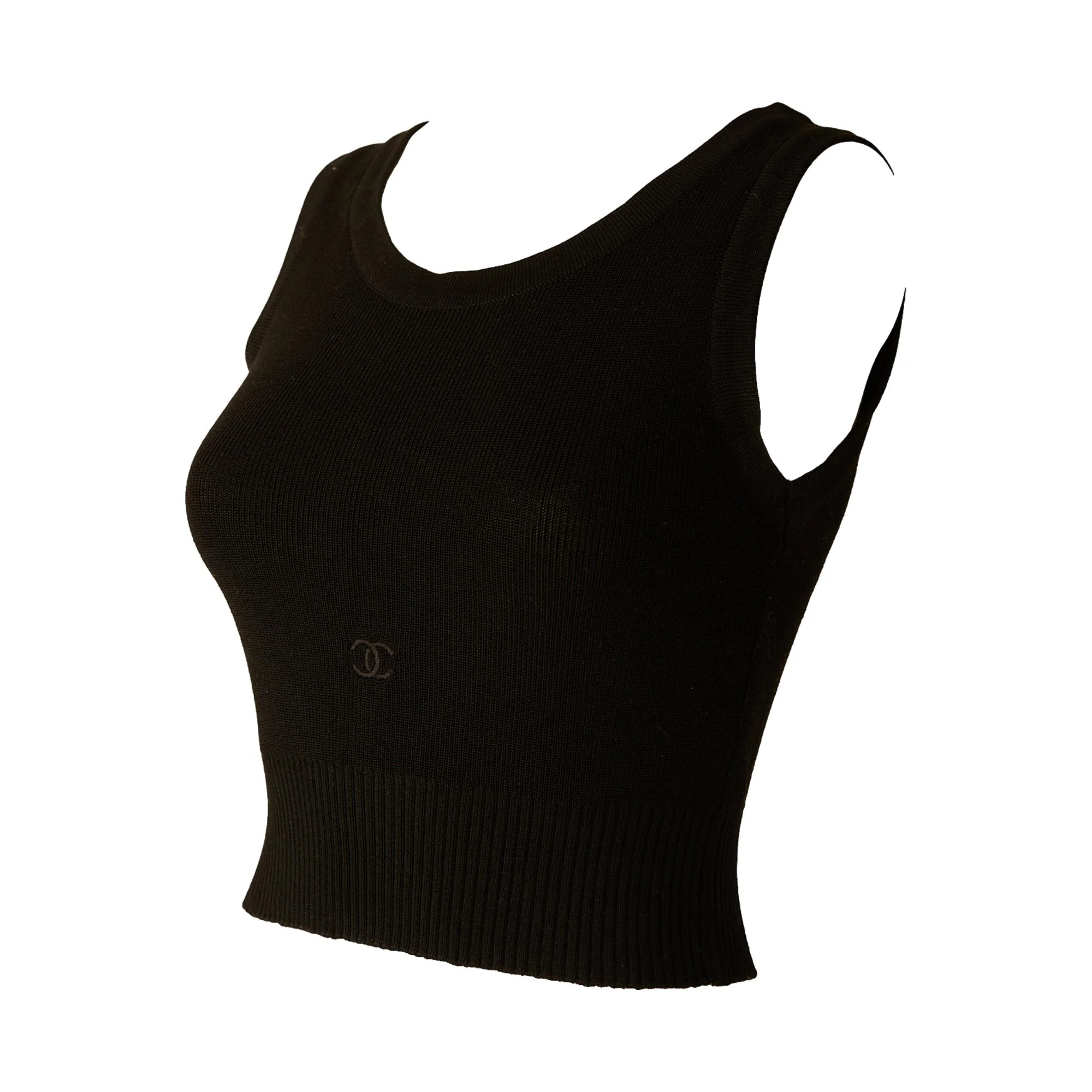 Chanel Black Logo Crop Top - Image 2