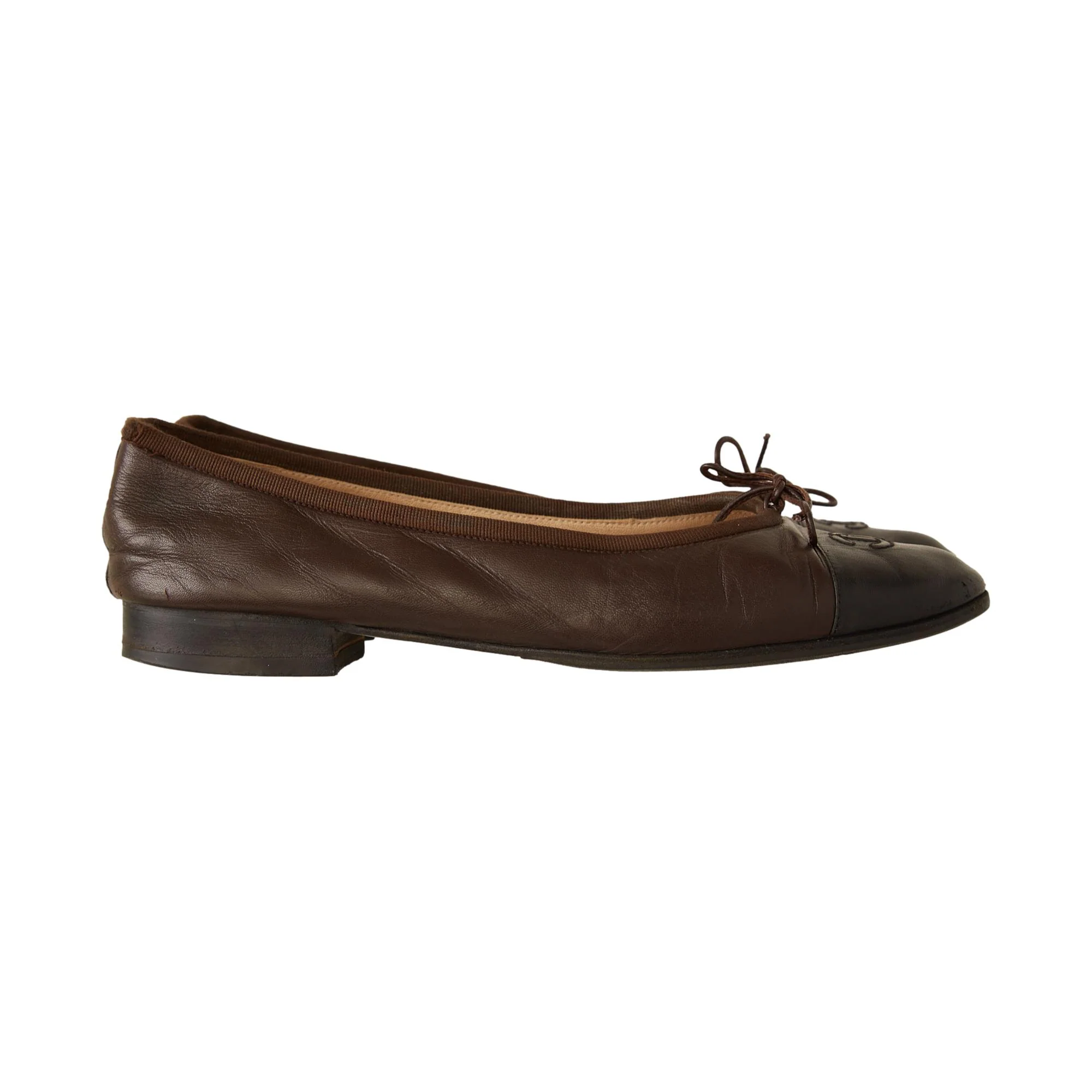 Chanel Brown Logo Flats - Image 3