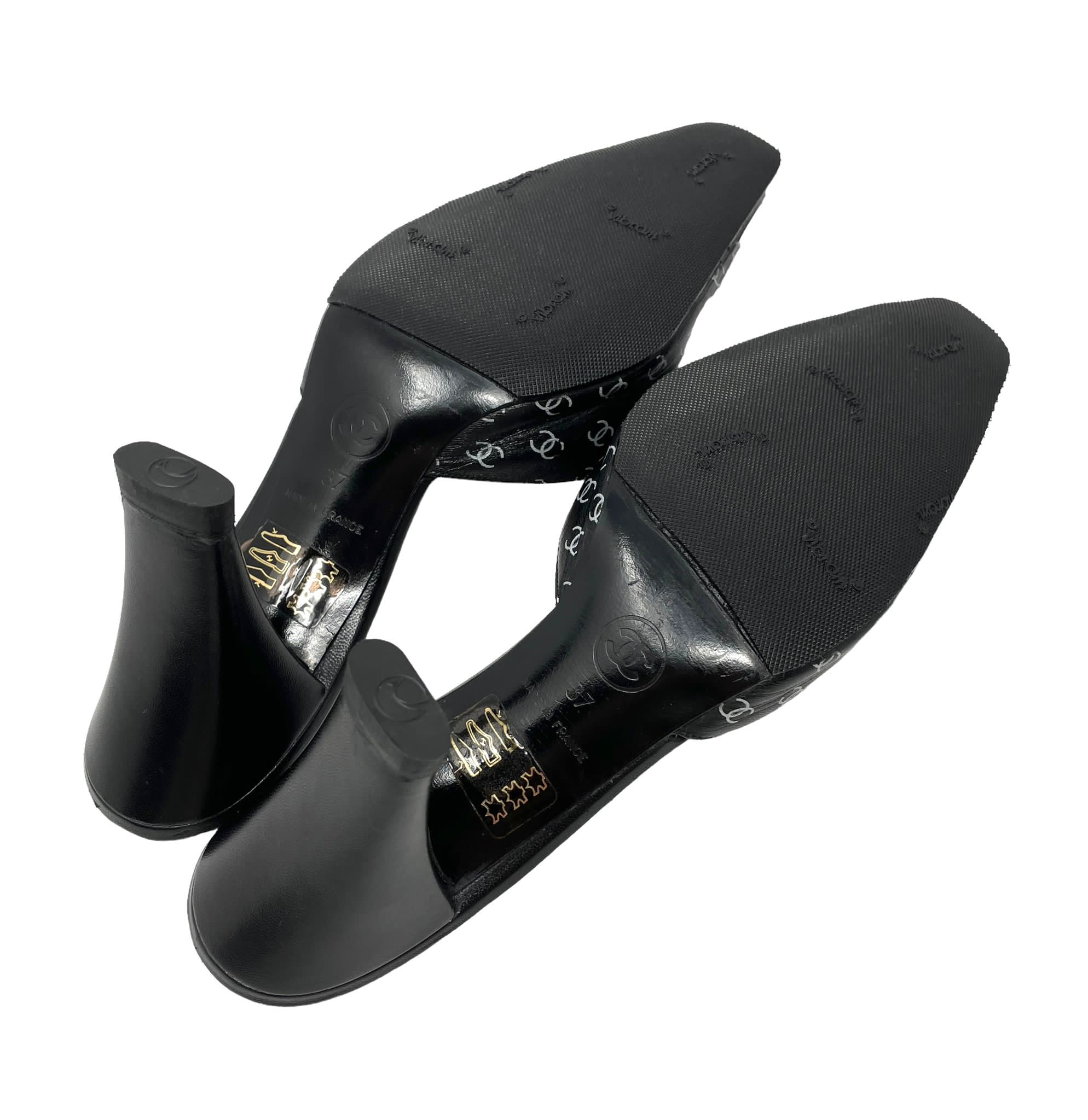Chanel Black Logo Heels - Image 3