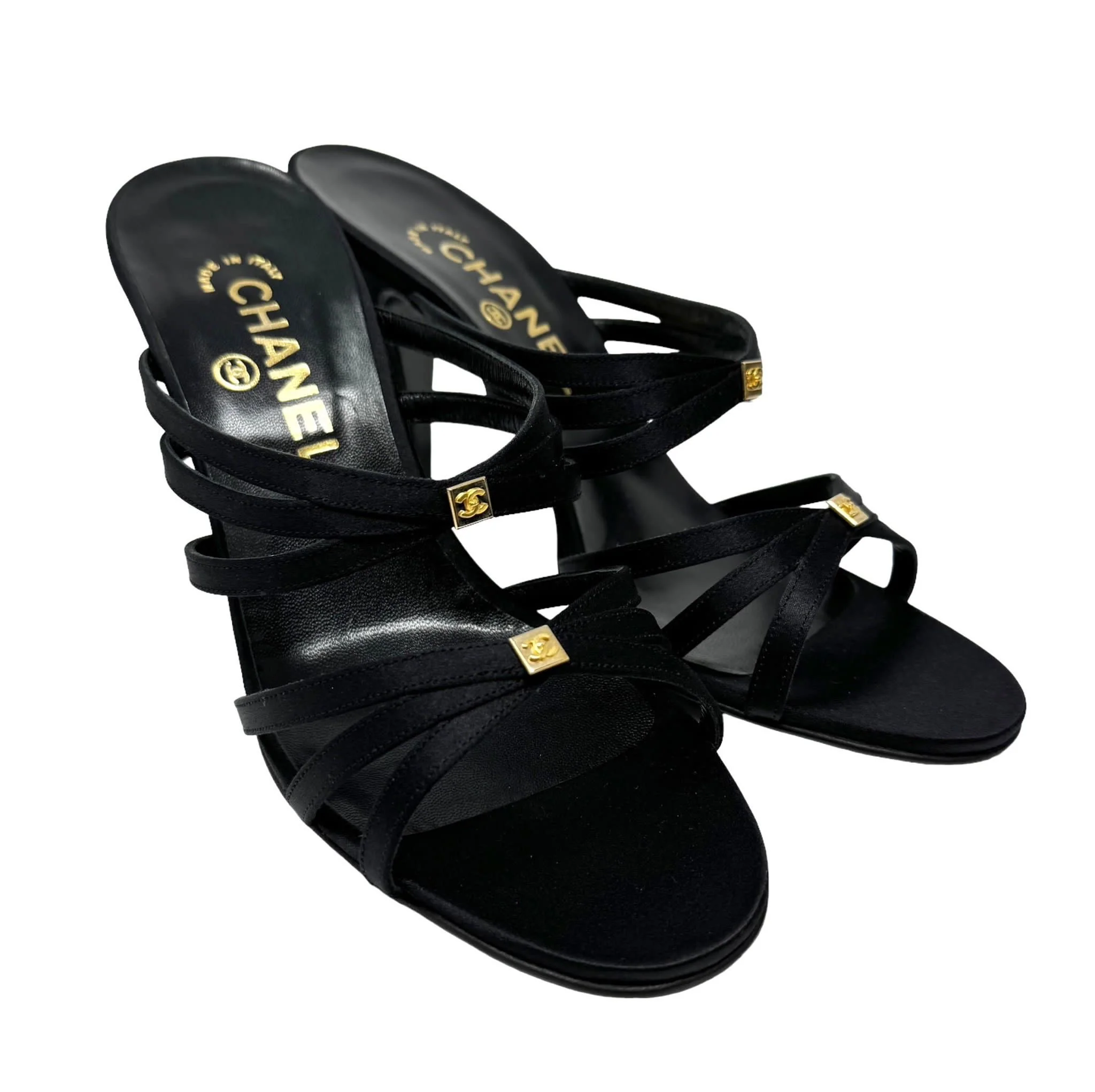 Chanel Black Logo Heels - Image 2