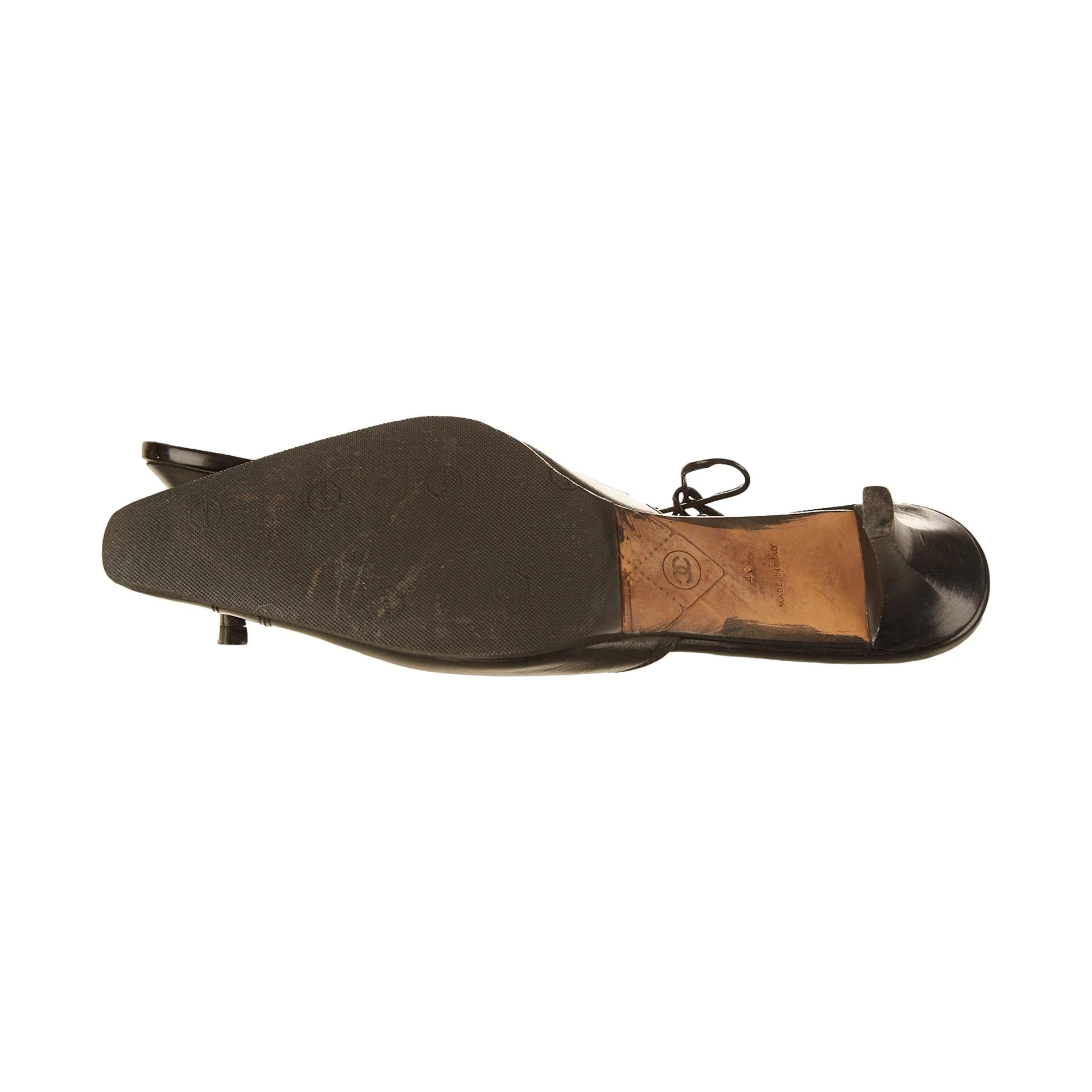 Chanel Black Logo Kitten Heels - Image 3