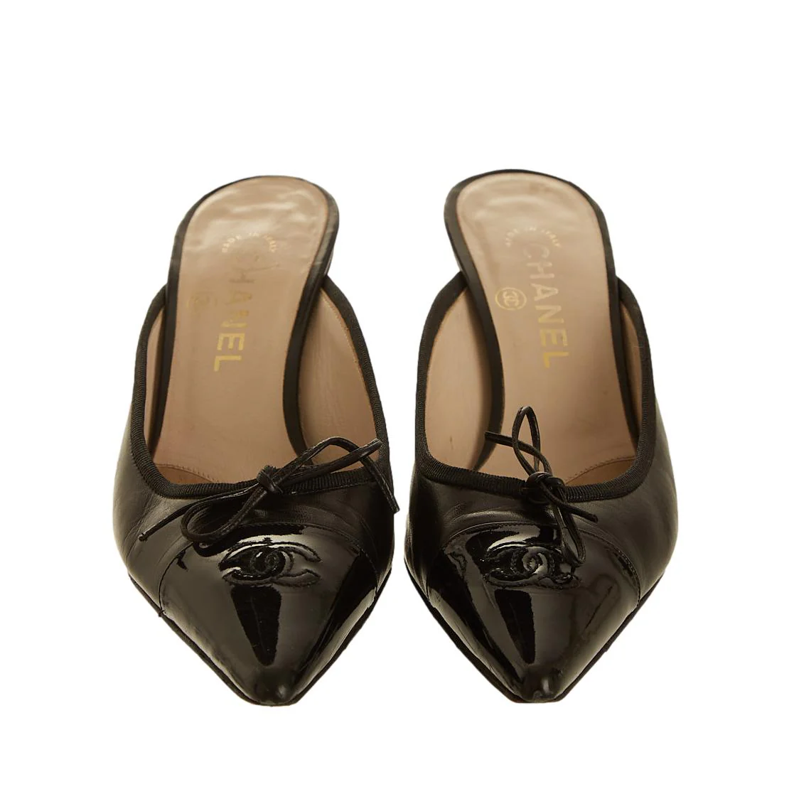 Chanel Black Logo Kitten Heels