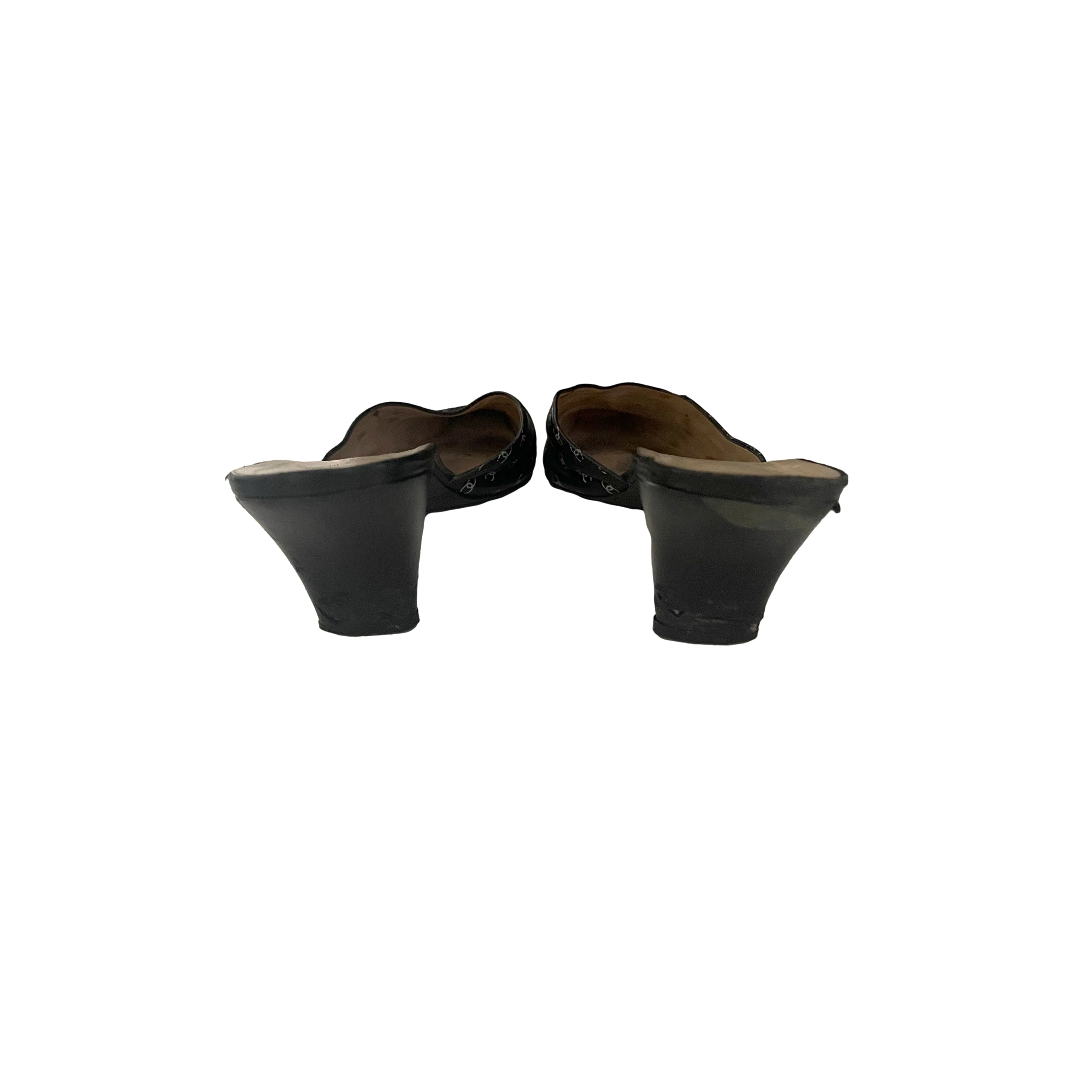 Chanel Black Logo Kitten Heels - Image 2
