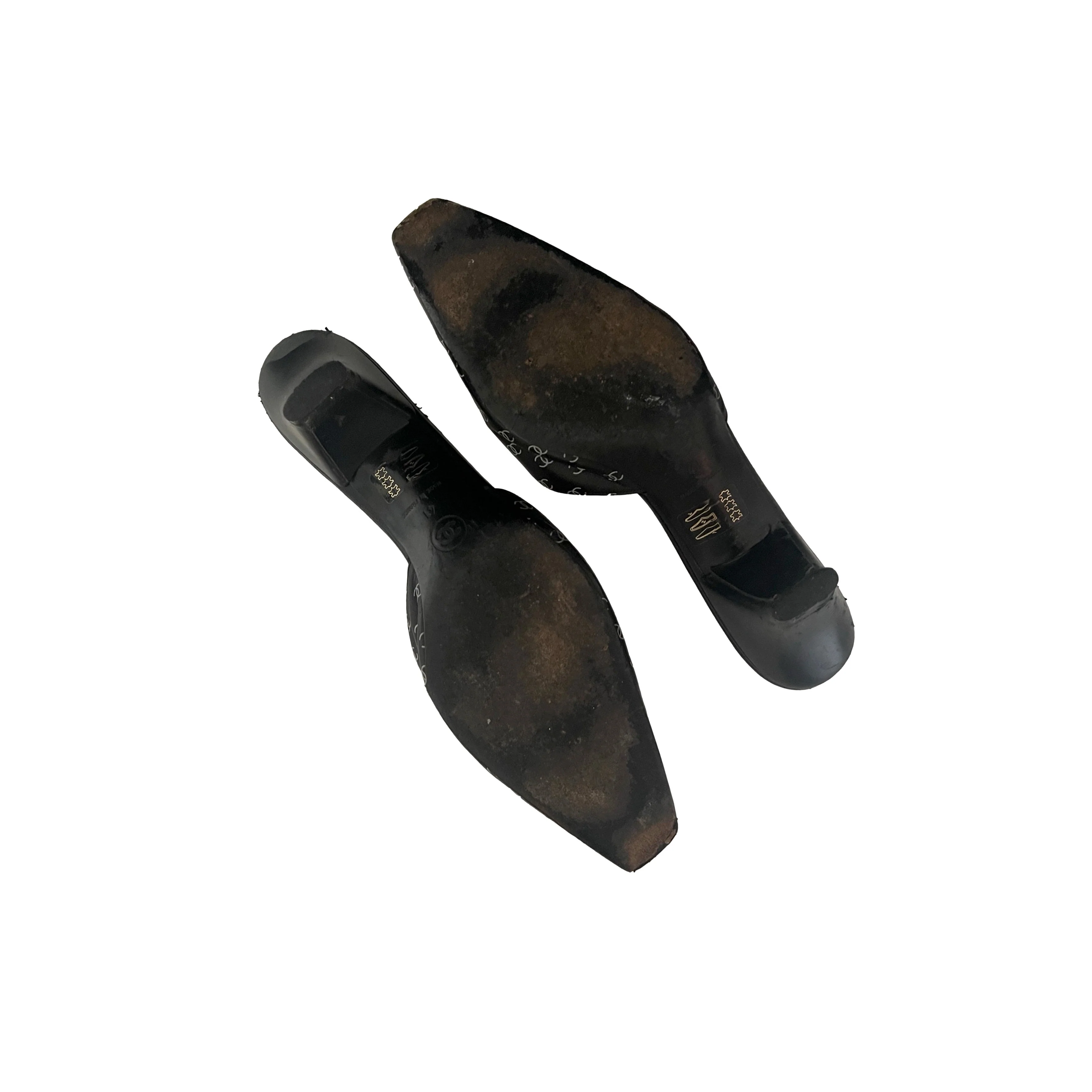 Chanel Black Logo Kitten Heels - Image 4