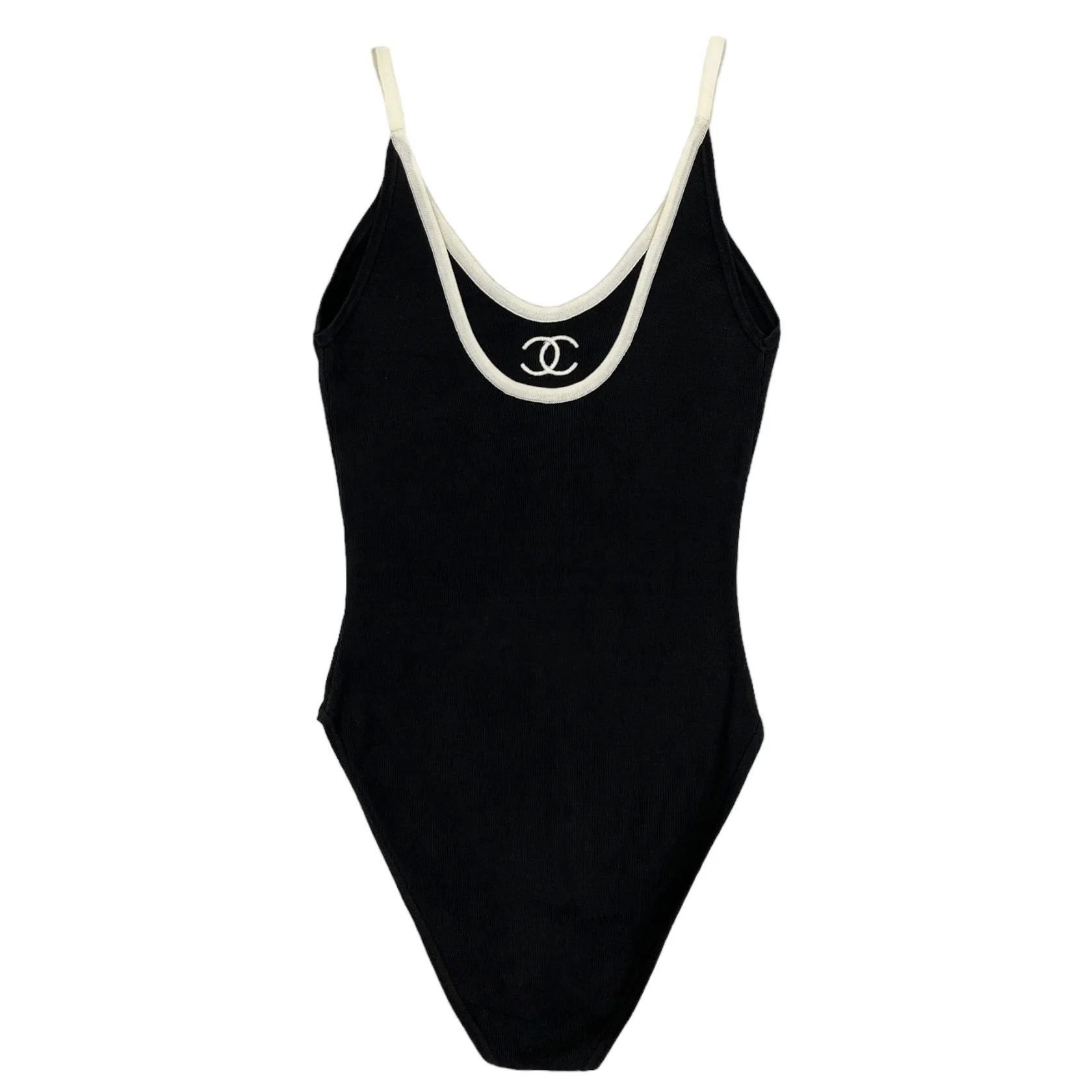 Chanel Black Logo Knit Bodysuit - Image 2