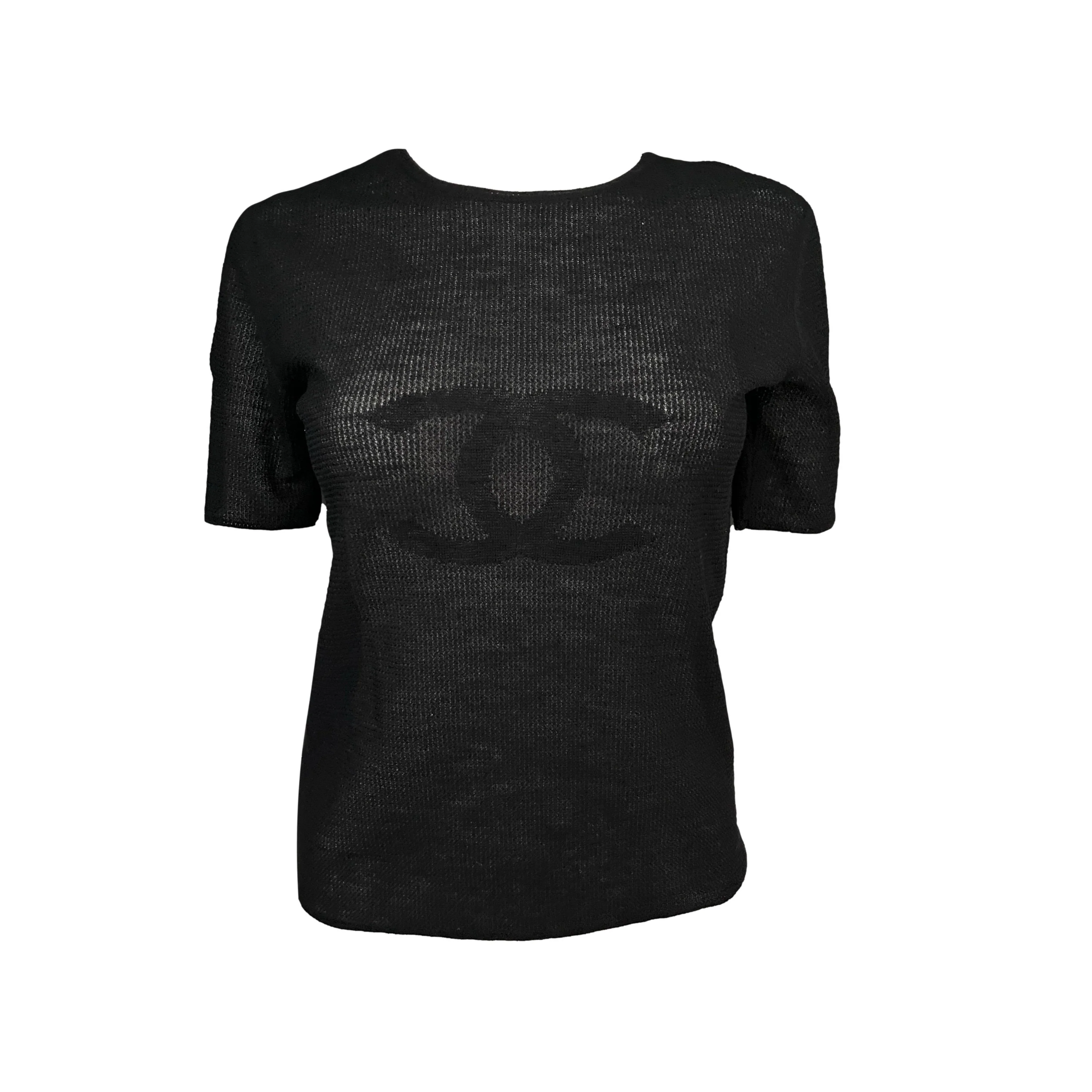 Chanel Black Logo Knit Top