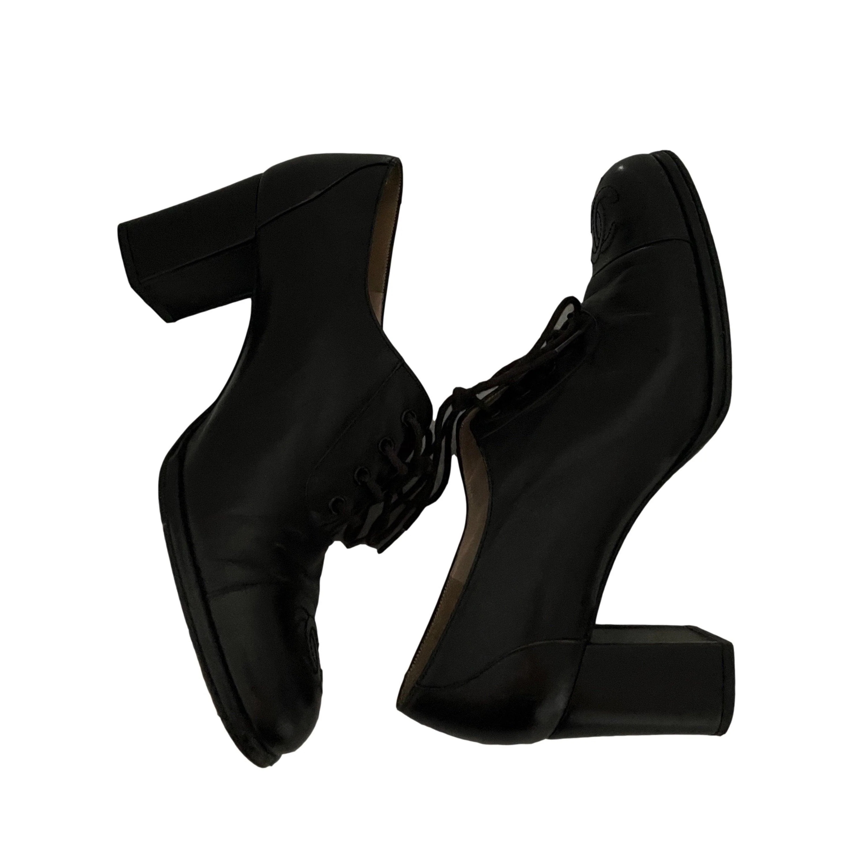 Chanel Black Logo Lace Up Oxford - Image 2