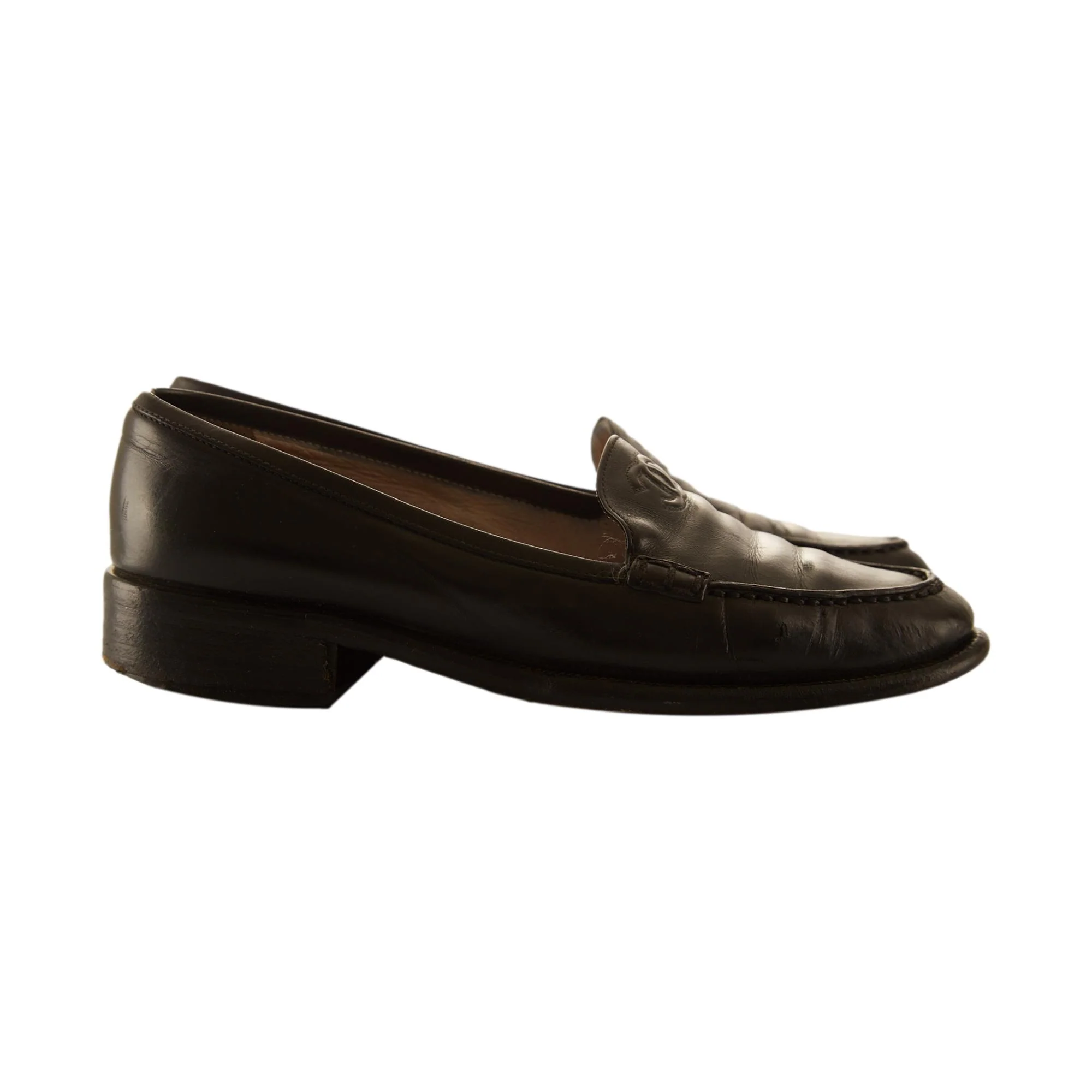 Chanel Black Logo Loafers - Image 3