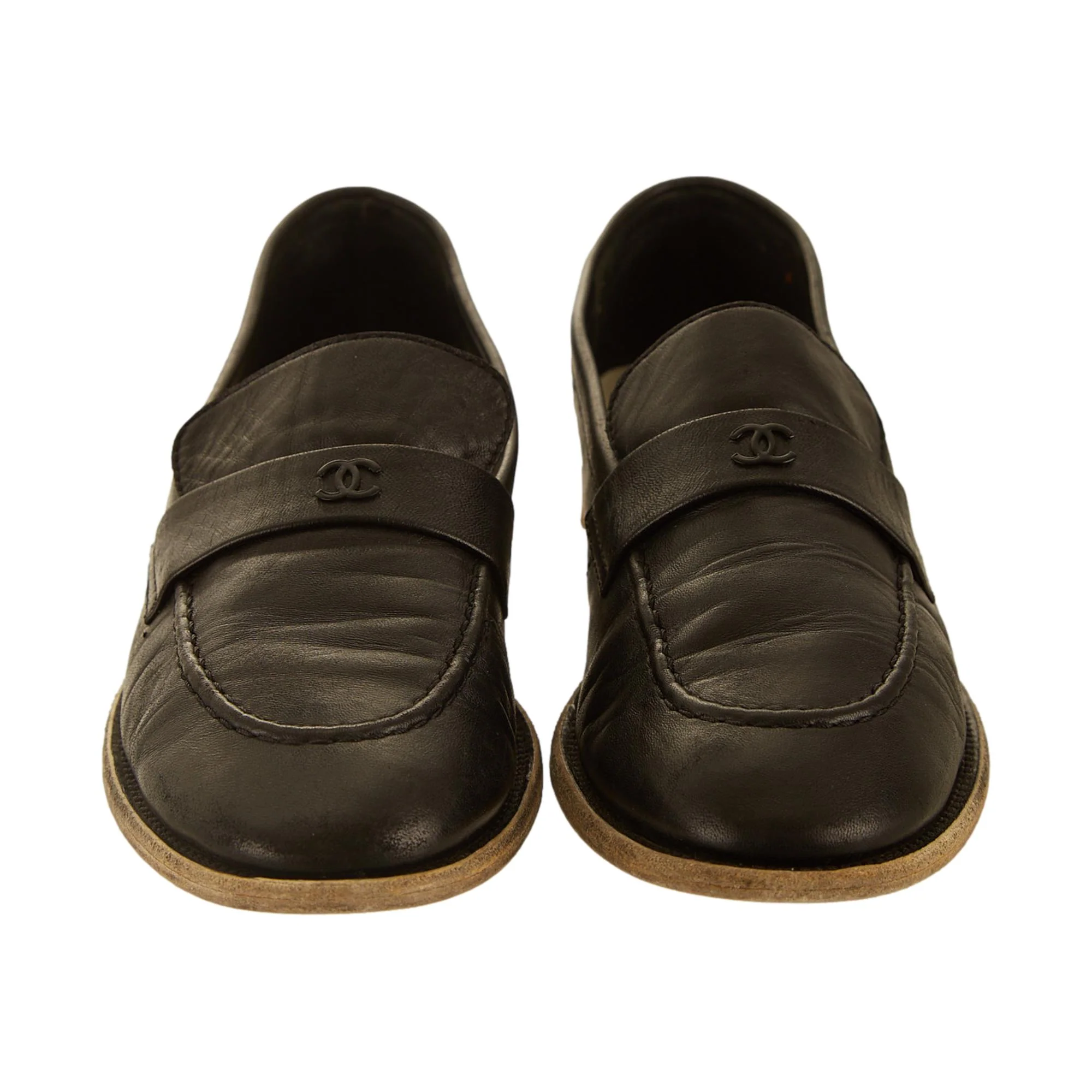Chanel Black Logo Loafers - Image 2