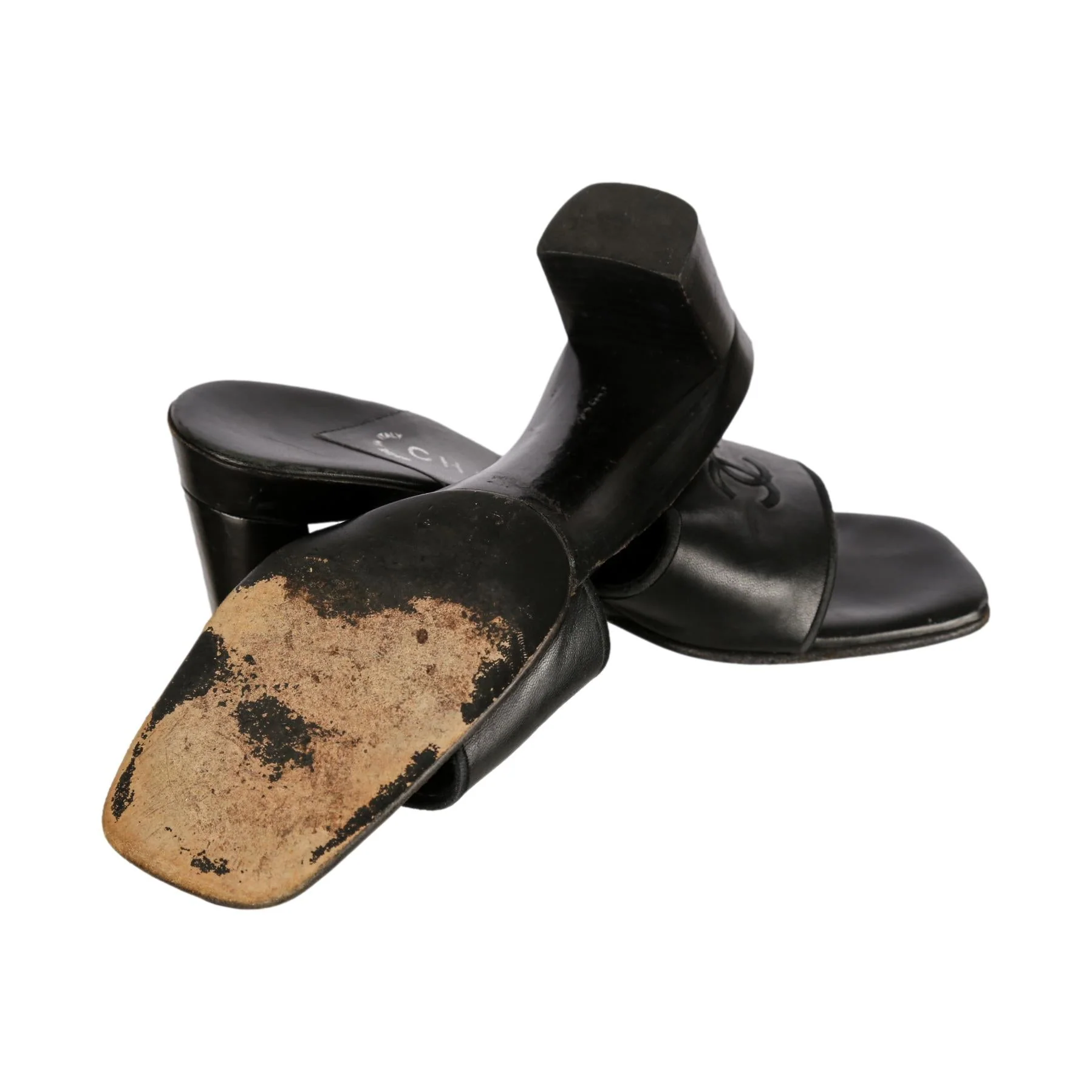 Chanel Black Logo Mules - Image 3