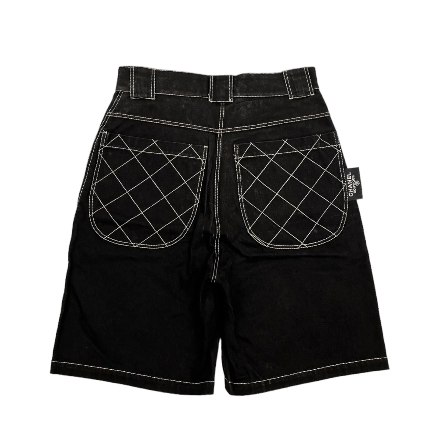 Chanel Black Logo Oversized Shorts - Image 2