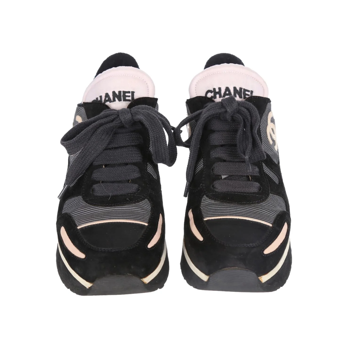 Chanel Black Logo Platform Sneakers - Image 2