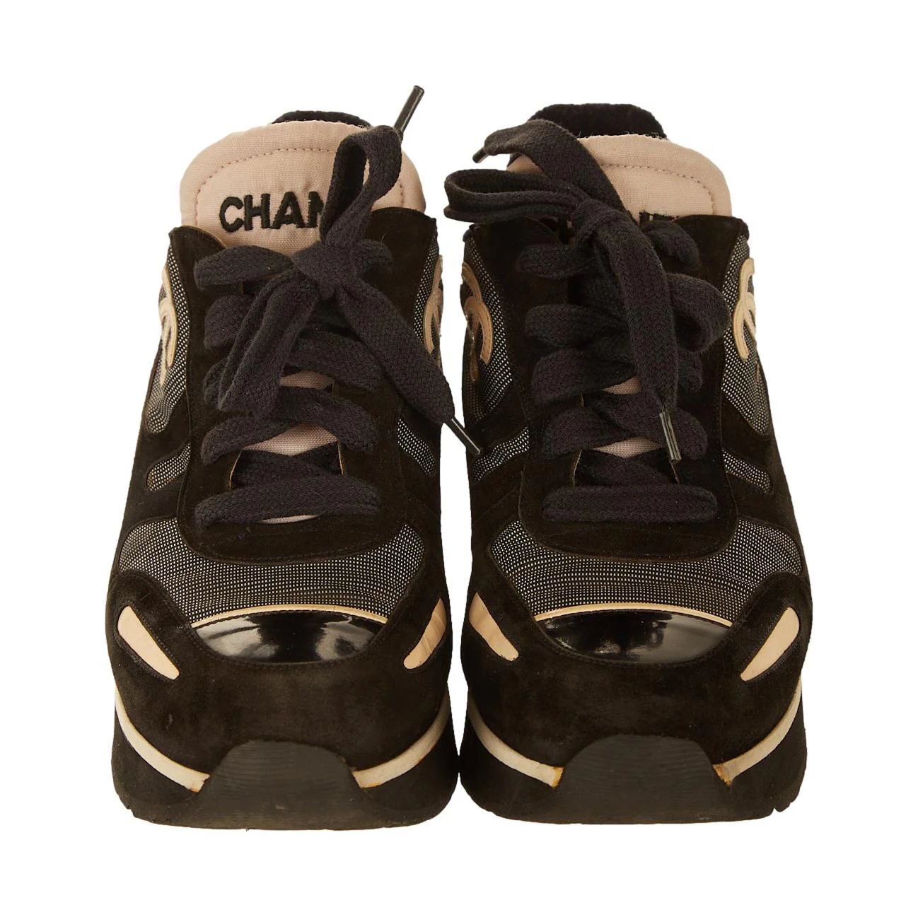 Chanel Black Logo Platform Sneakers - Image 2