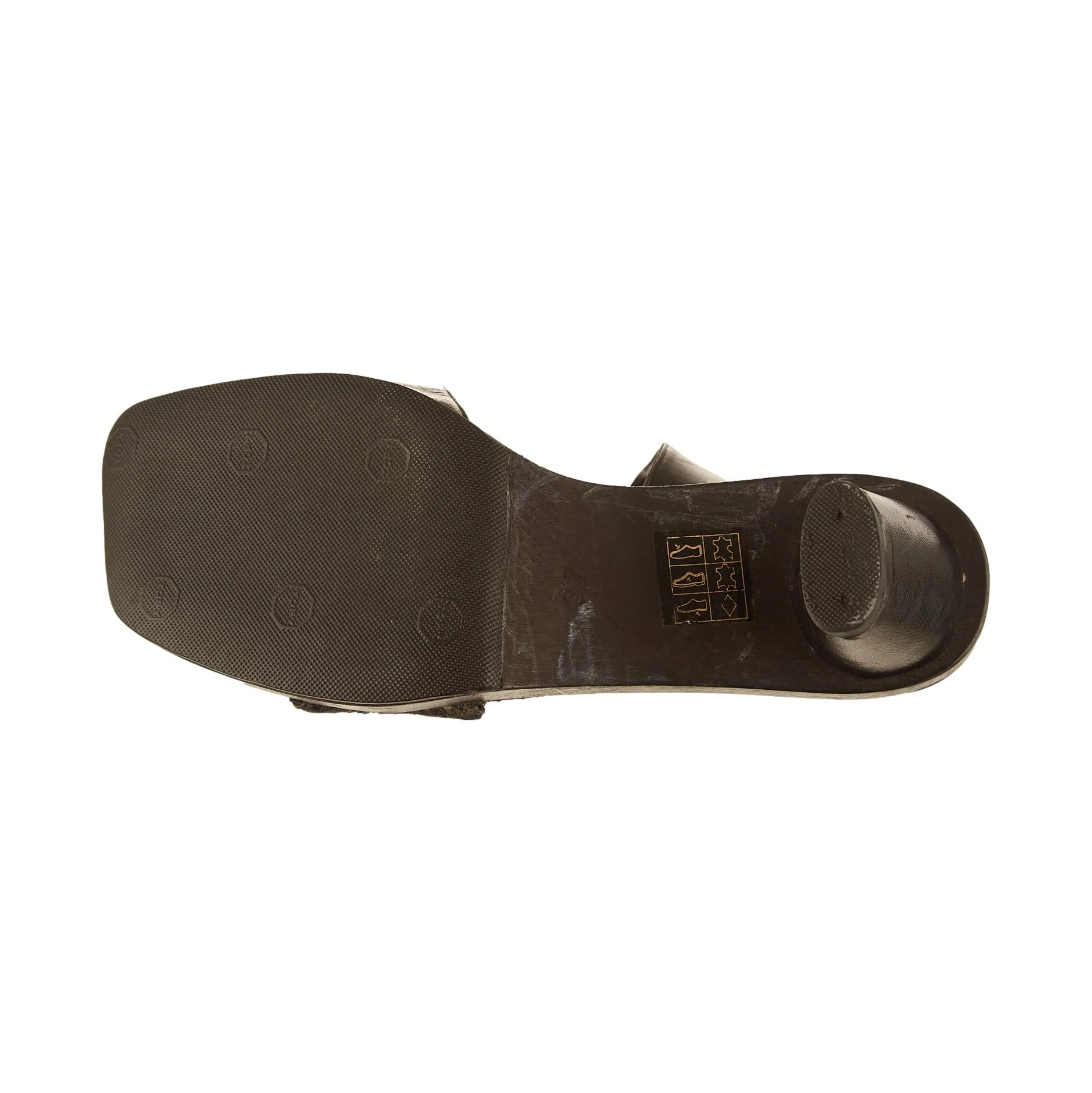 Chanel Black Logo Print Block Heels - Image 3