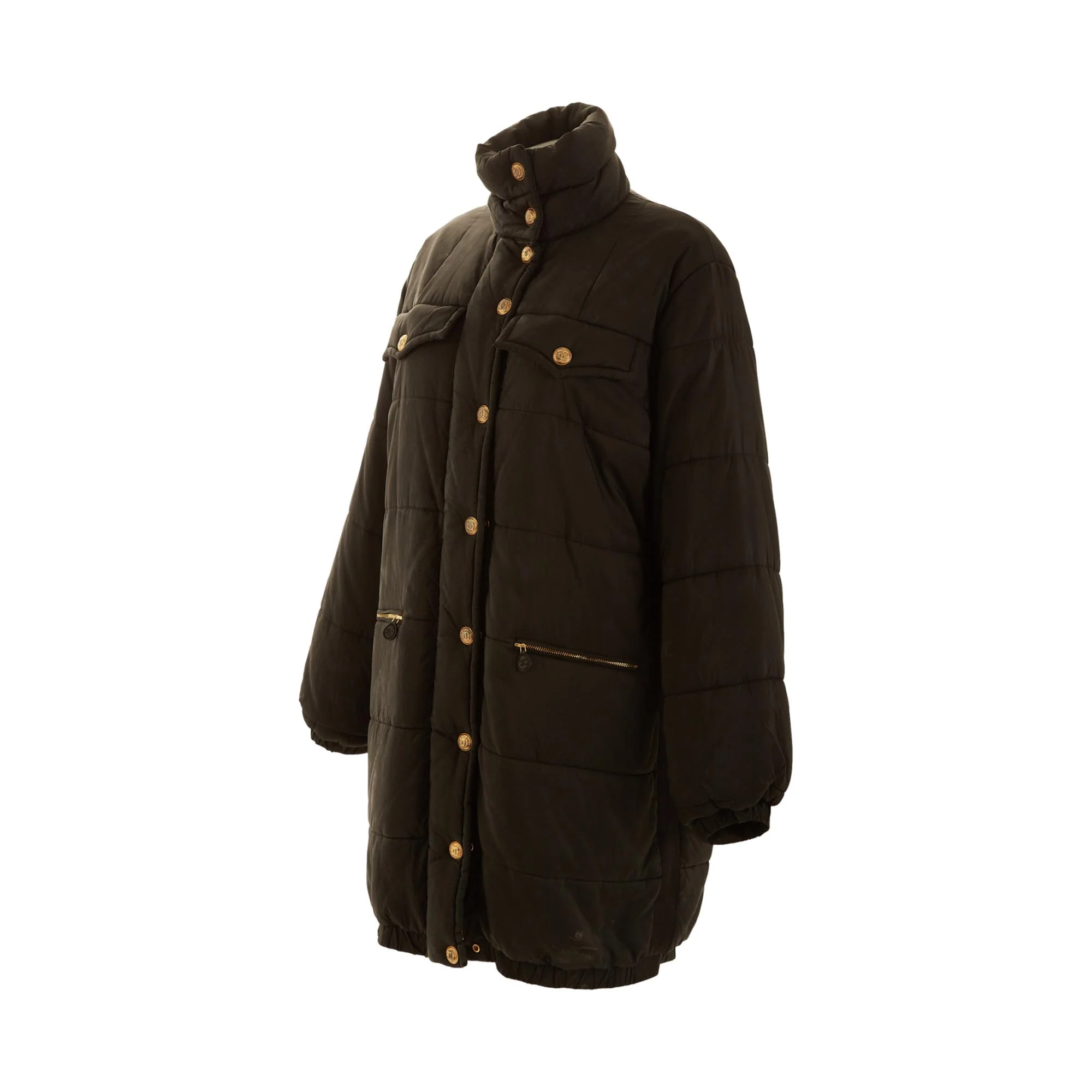 Chanel Black Logo Puffer Coat - Image 3
