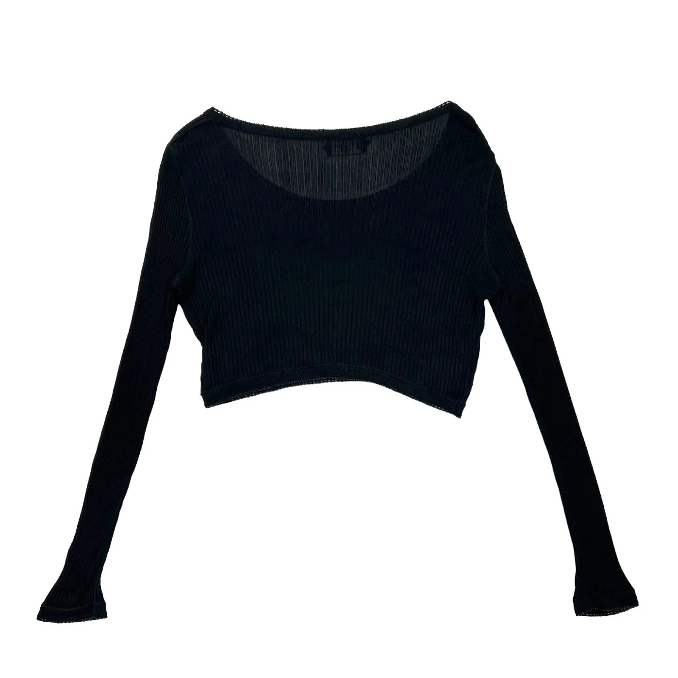 Chanel Black Logo Ribbed Crop Top - Image 2