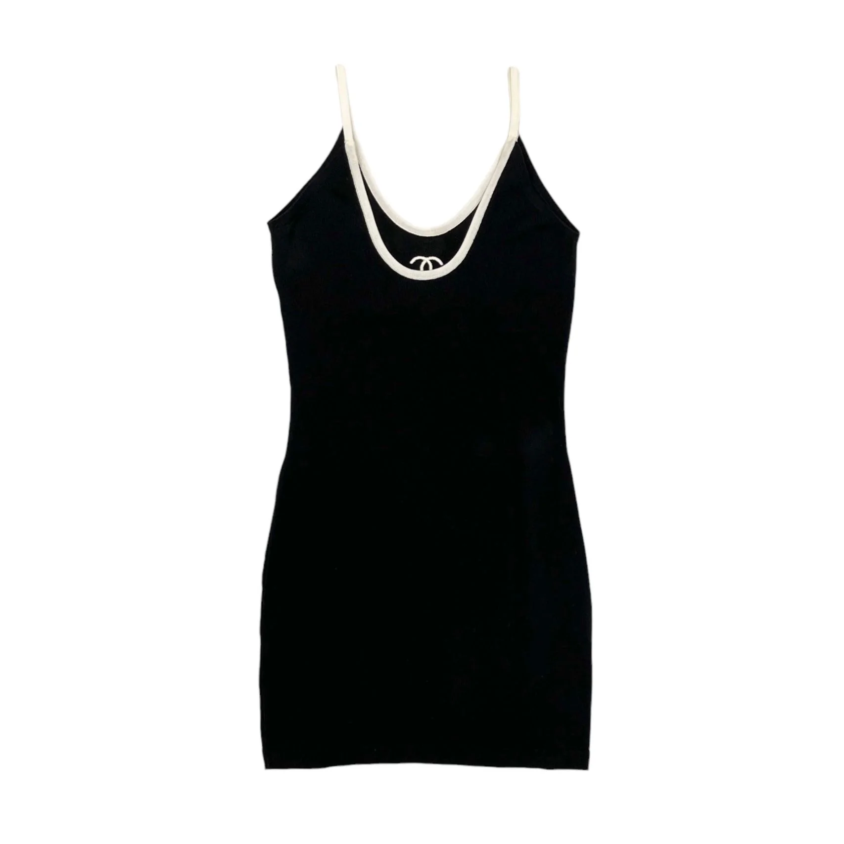 Chanel Black Logo Ribbed Dress - Image 2