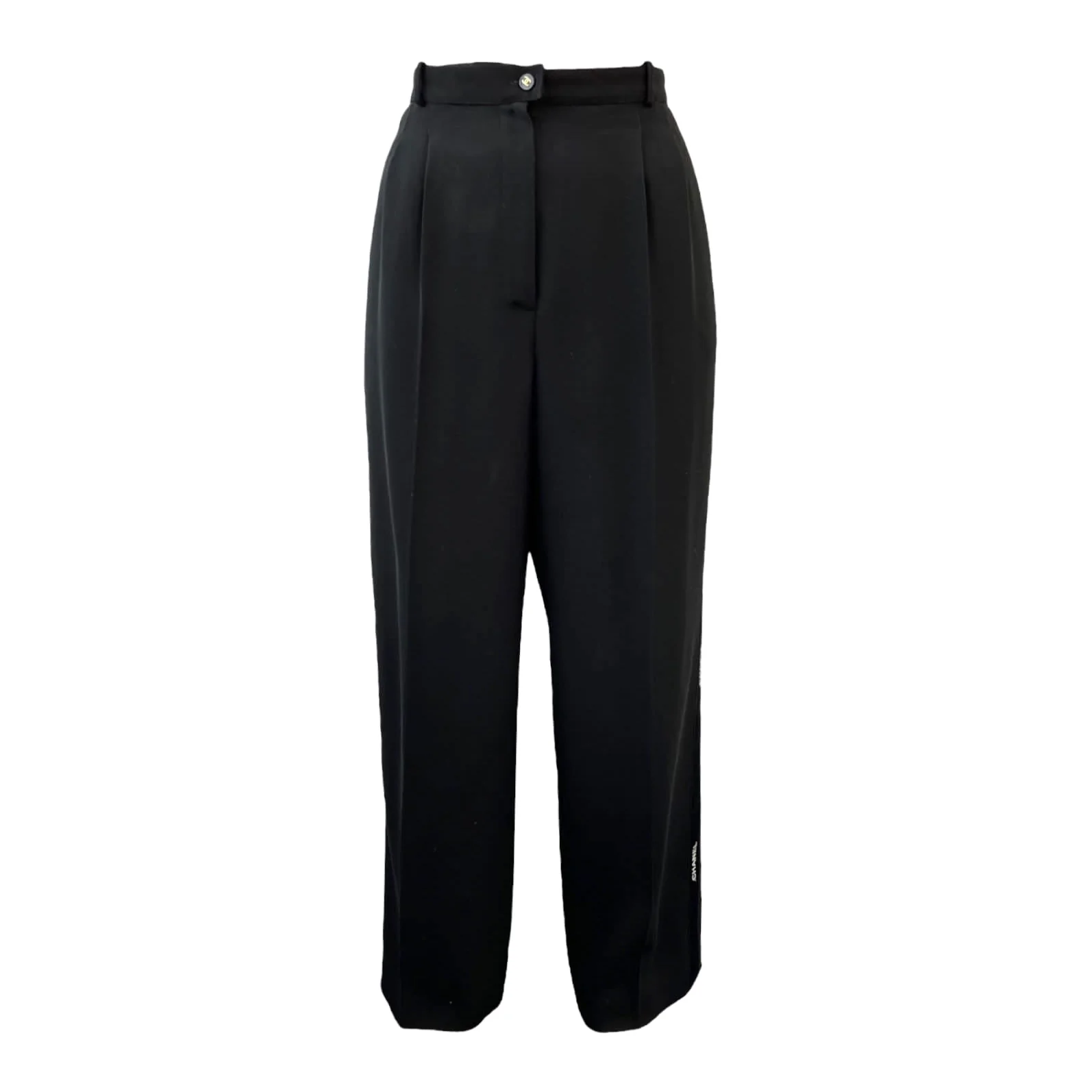 Chanel Black Logo Ribbon Trousers