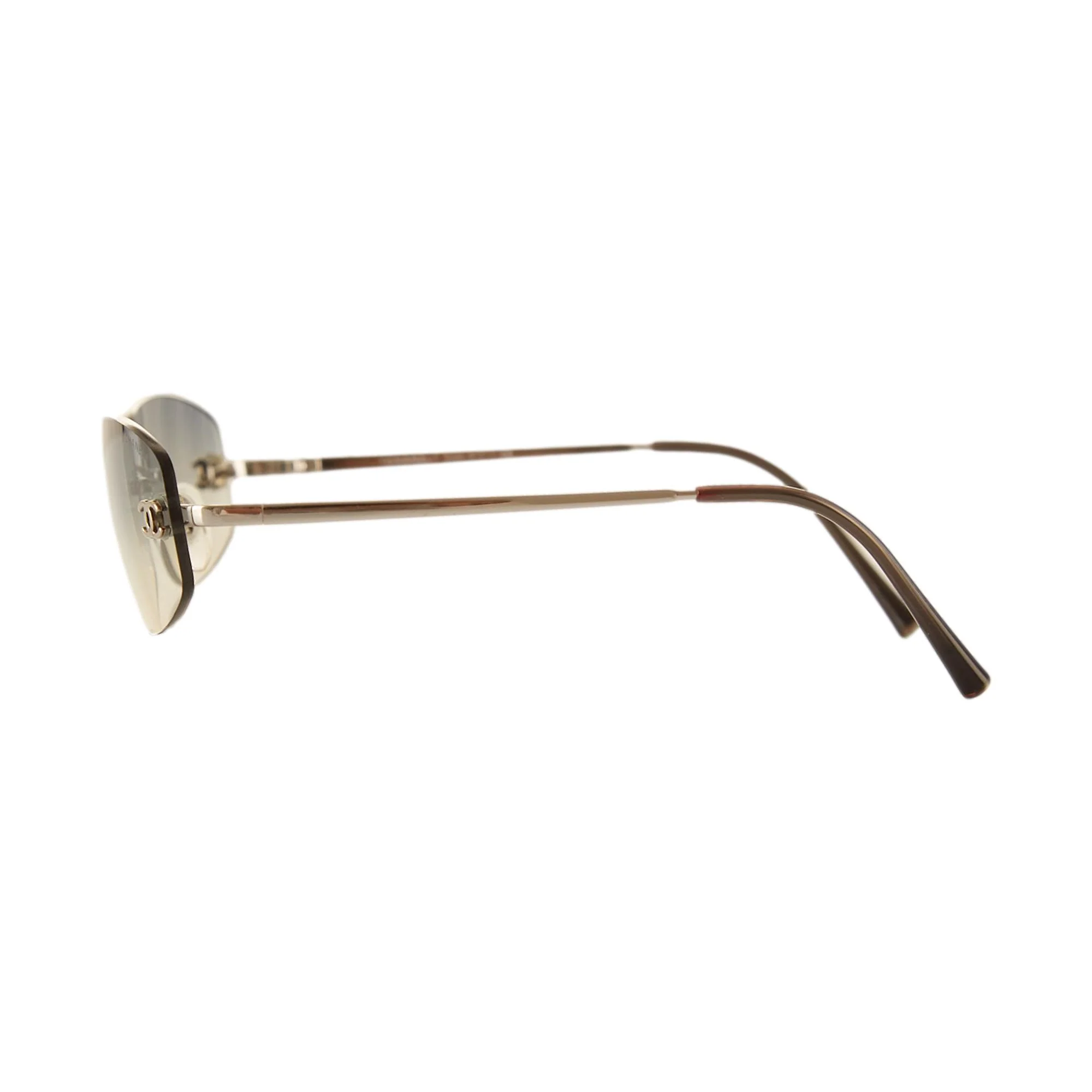 Chanel Black Logo Rimless Mini Sunglasses - Image 3