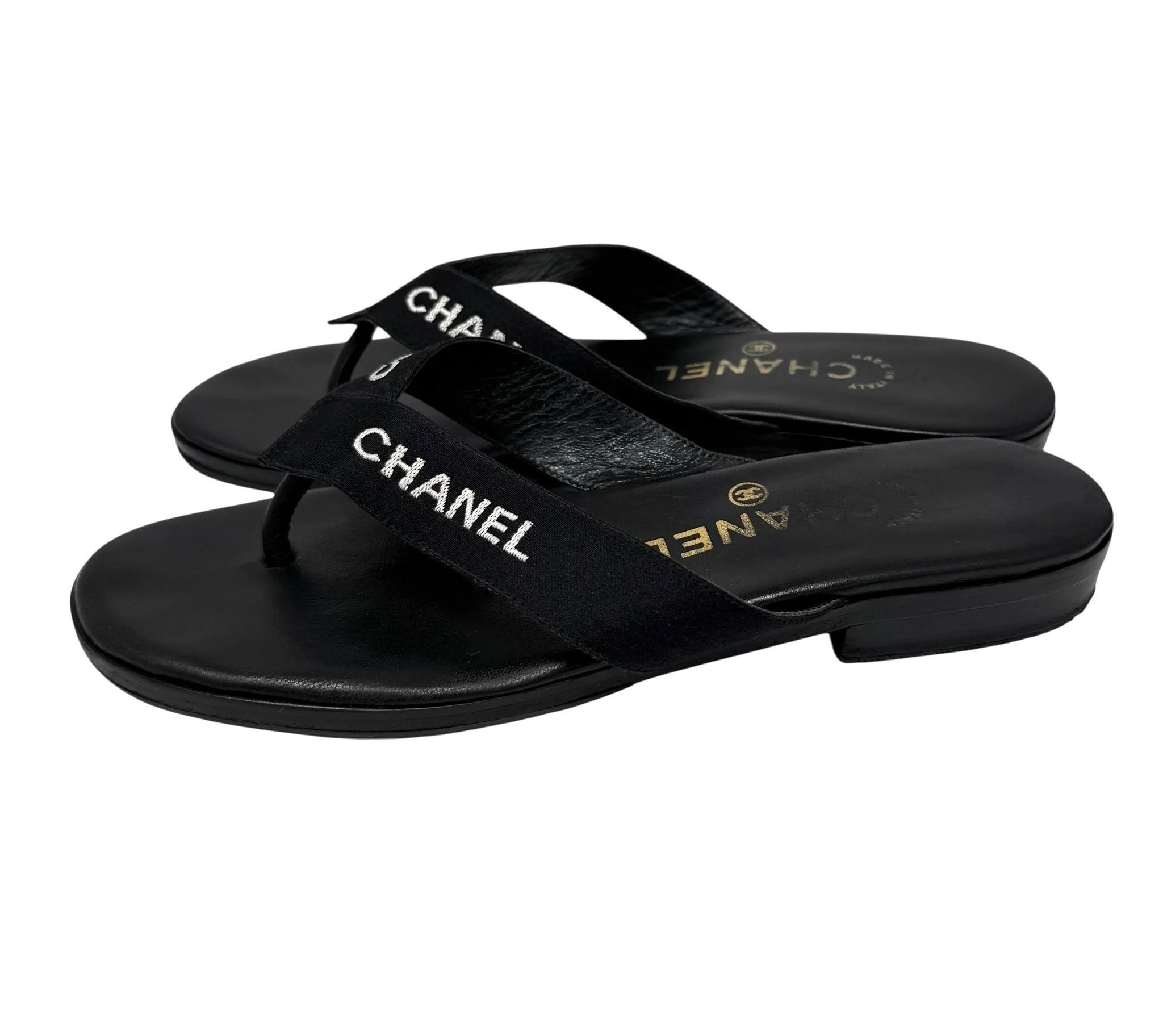 Chanel Black Logo Sandals - Image 2
