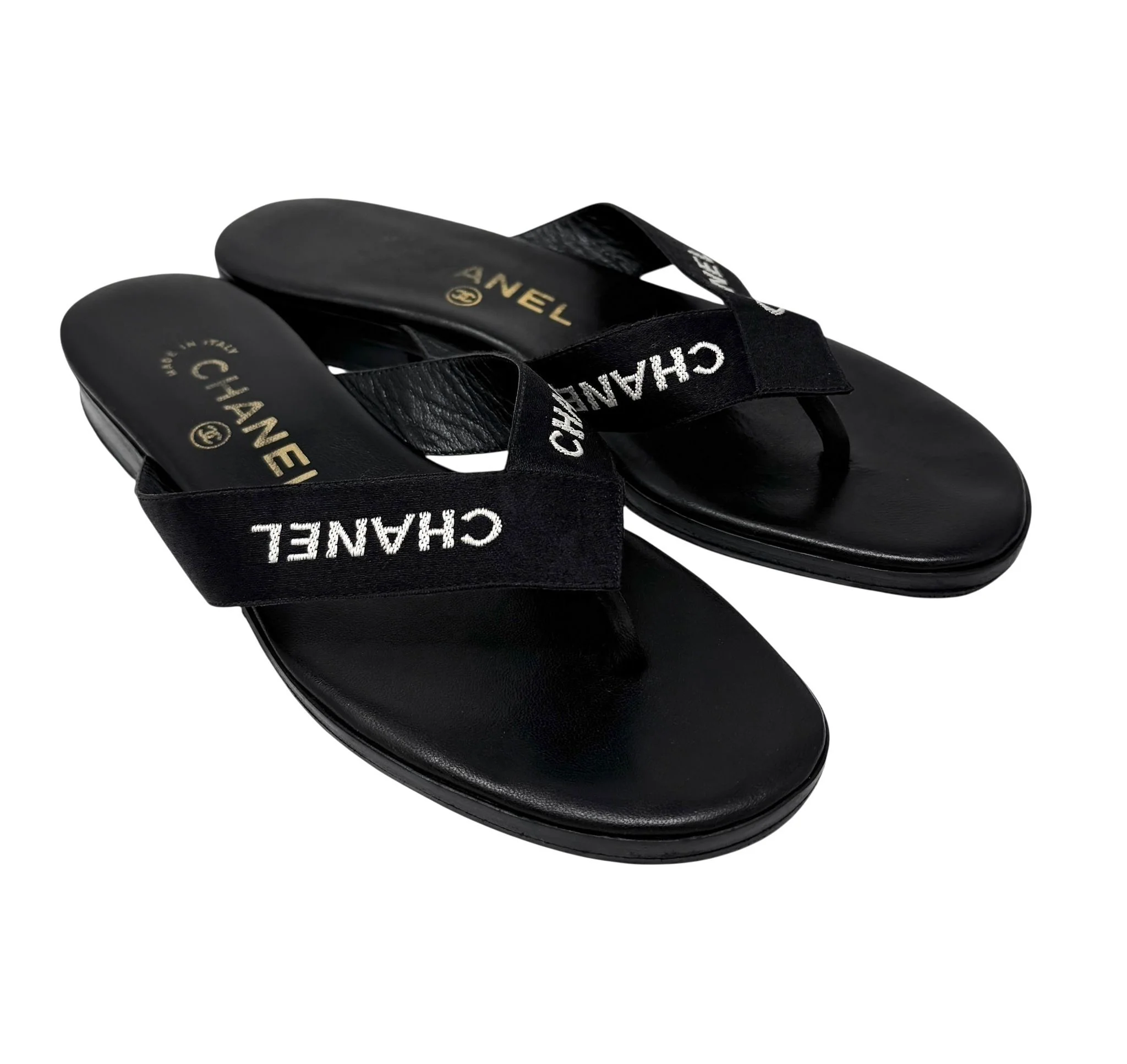 Chanel Black Logo Sandals - Image 3