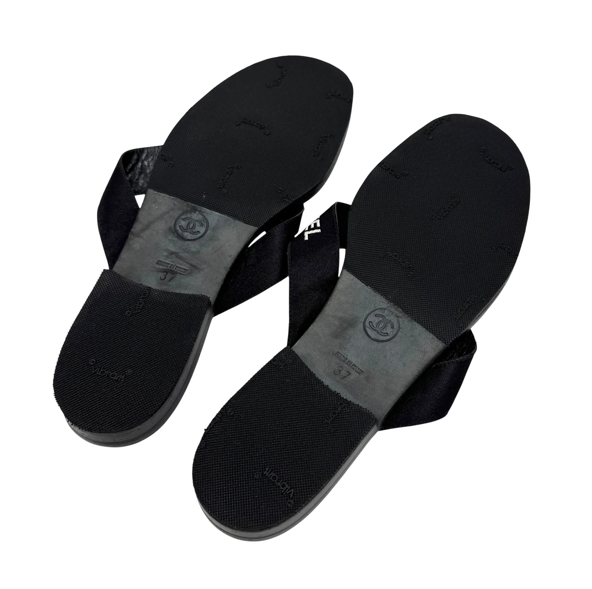 Chanel Black Logo Sandals - Image 4