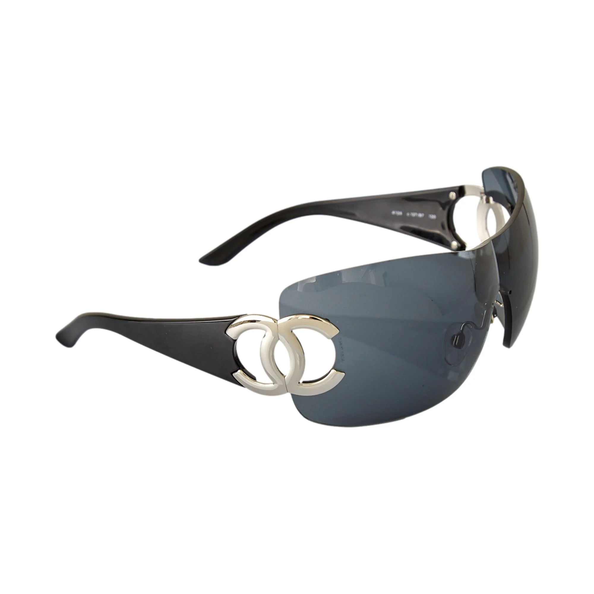 Chanel Black Logo Shield Sunglasses - Image 2