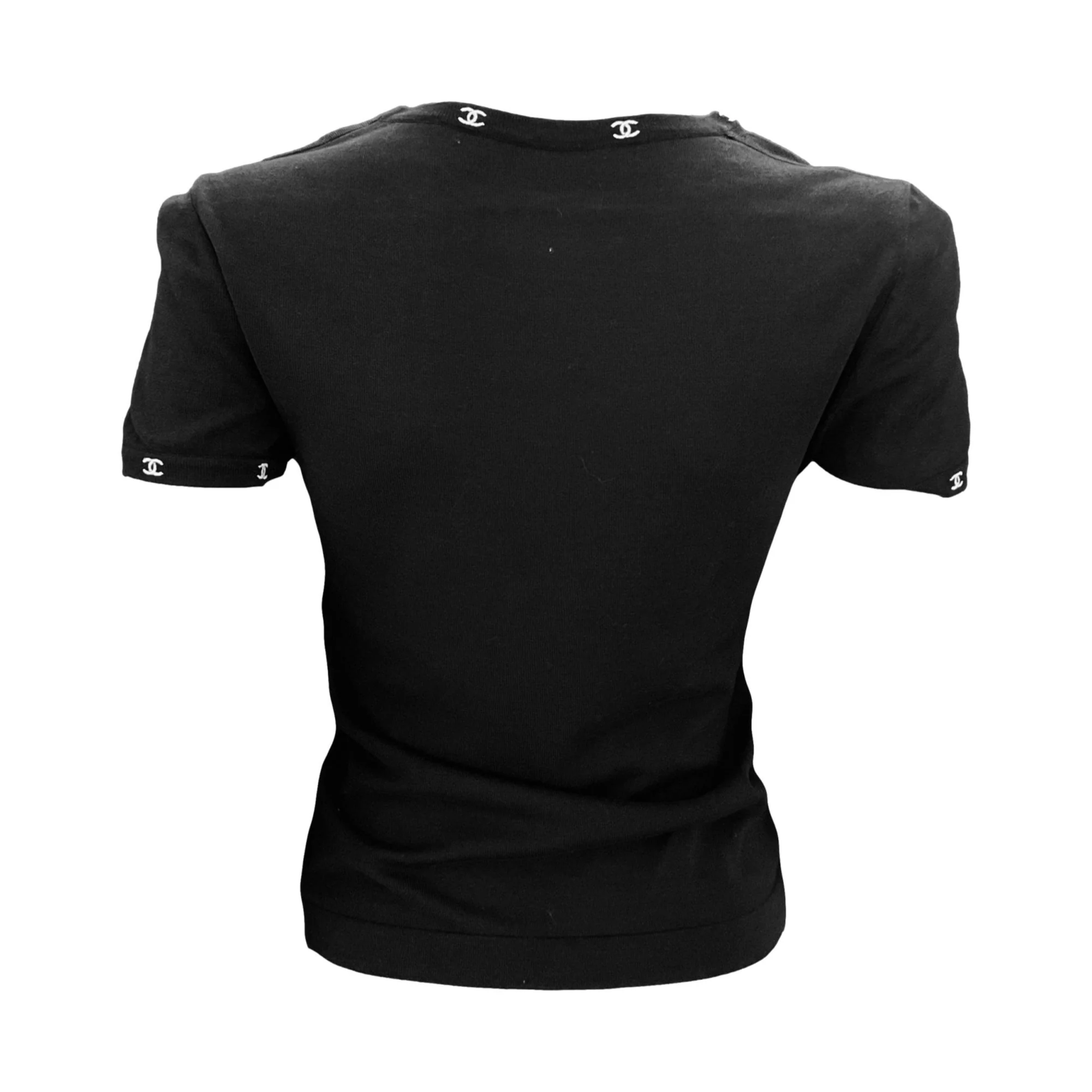 Chanel Black Logo Short Sleeve Top - Image 2