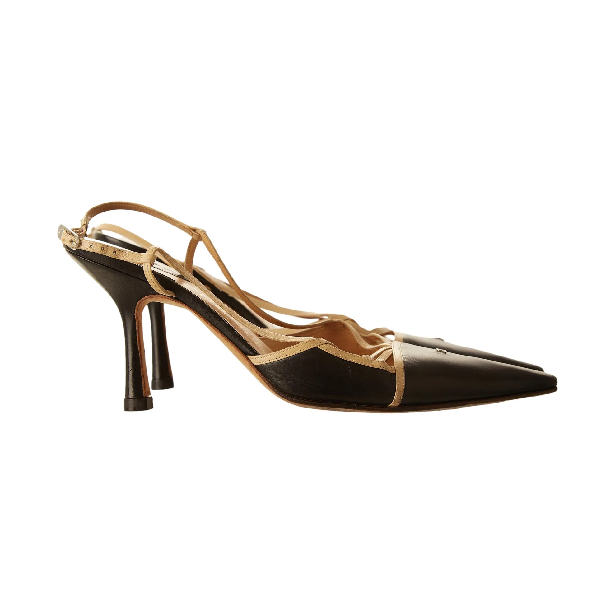 Chanel Black Logo Slingback Heels - Image 2