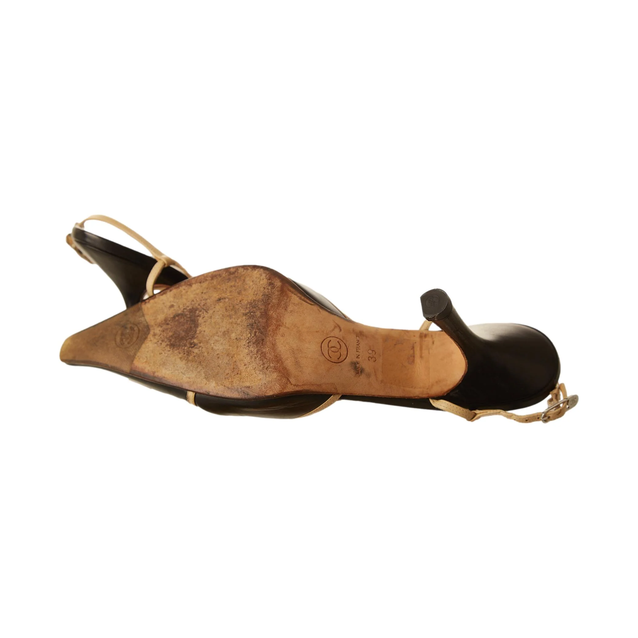 Chanel Black Logo Slingback Heels - Image 3