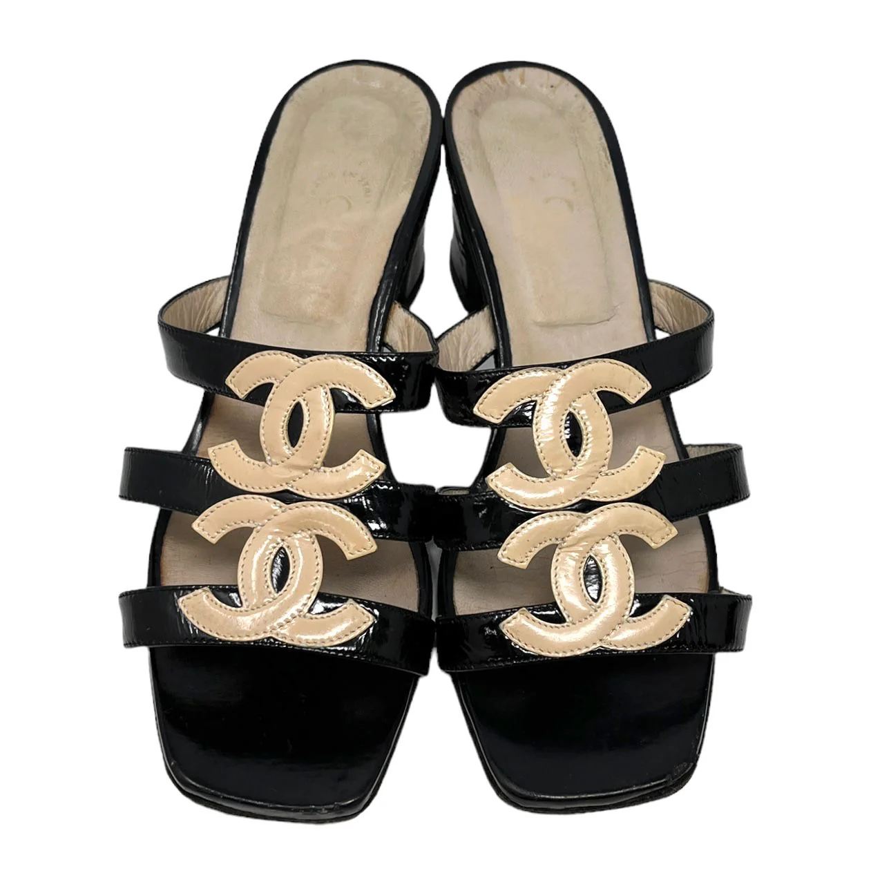 Chanel Black Logo Strap Heel