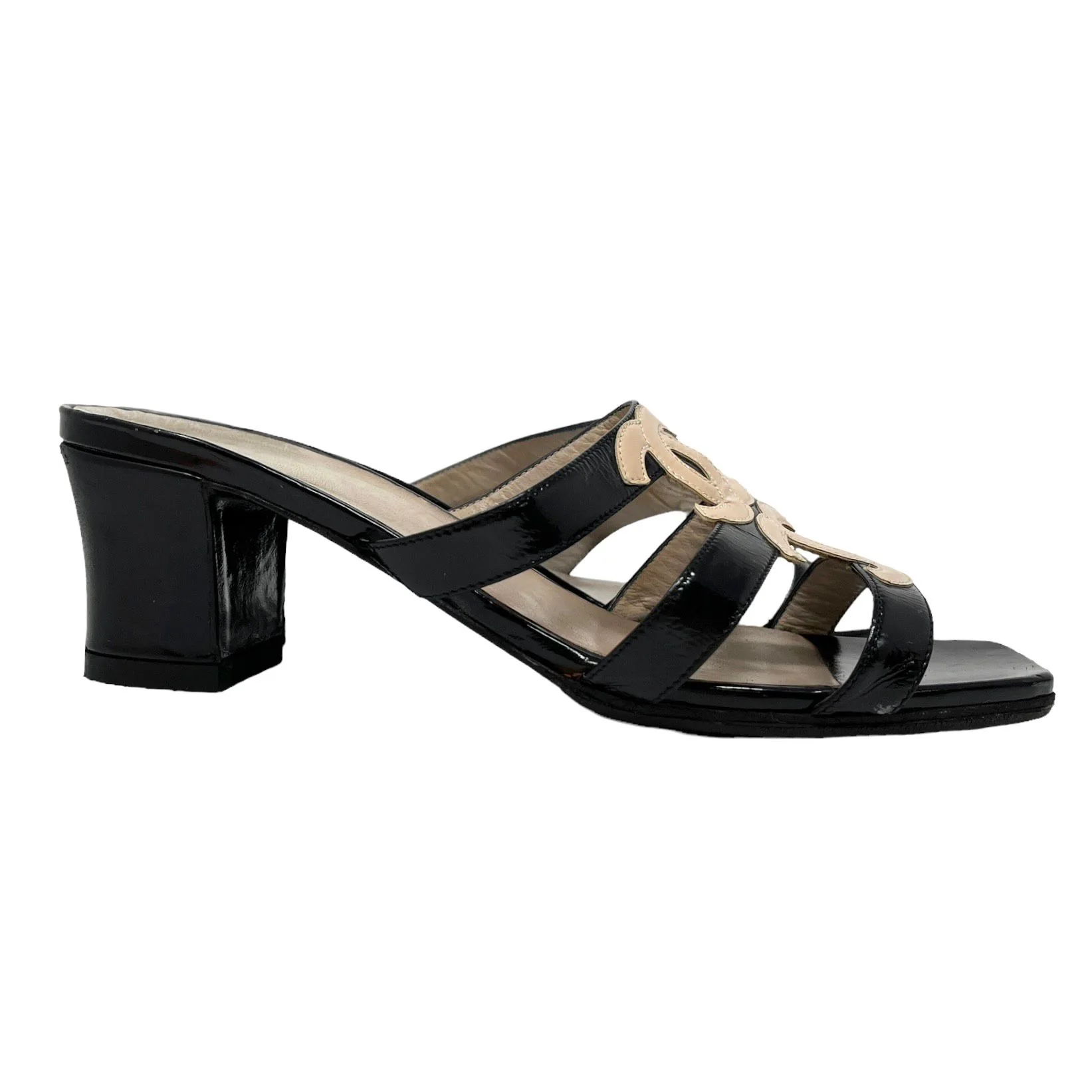 Chanel Black Logo Strap Heel - Image 2