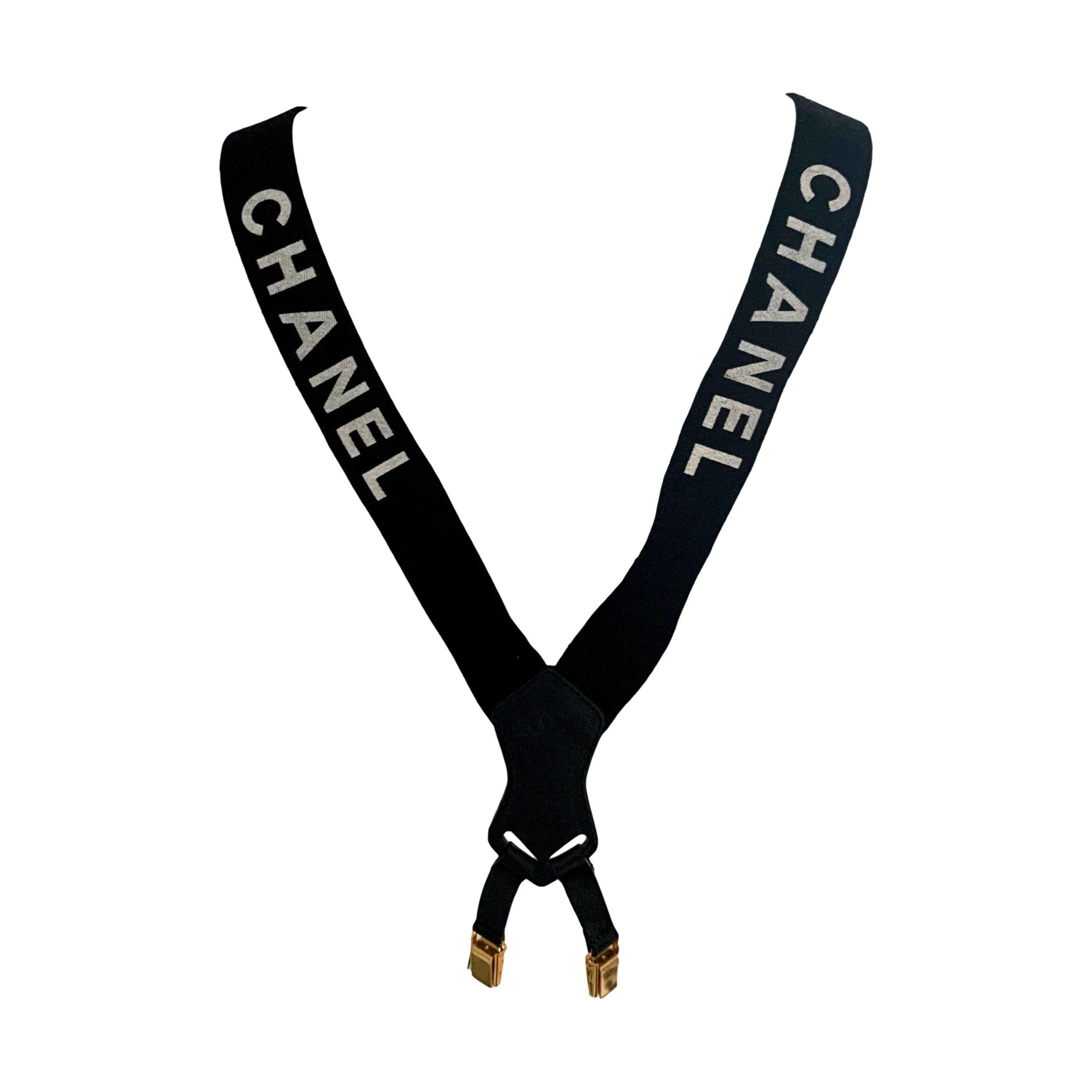 Chanel Black Logo Suspenders