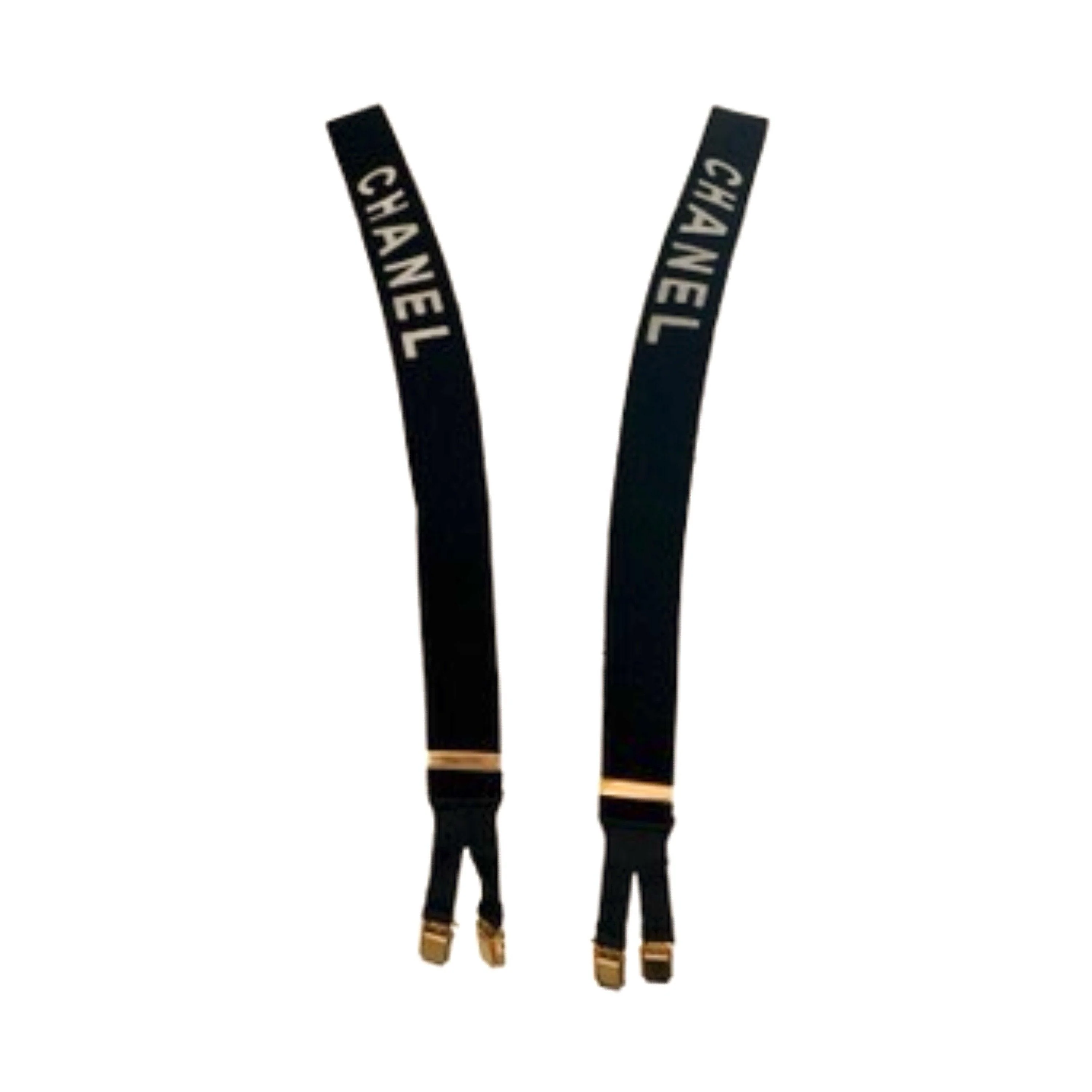Chanel Black Logo Suspenders - Image 2