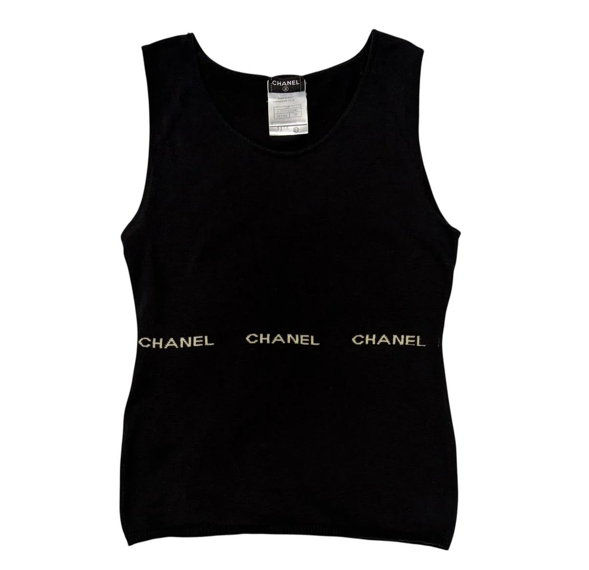 Chanel Black Logo Tank Top