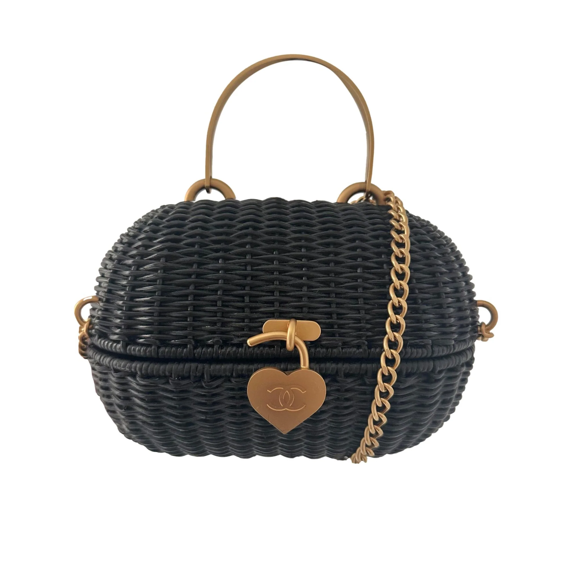 Chanel Black Mini Heart Lock Basket Bag