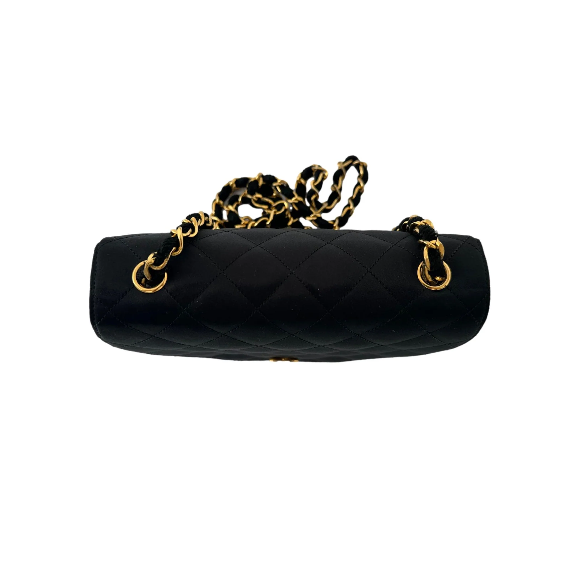 Chanel Black Mini Satin Half-Moon Chain Bag - Image 2