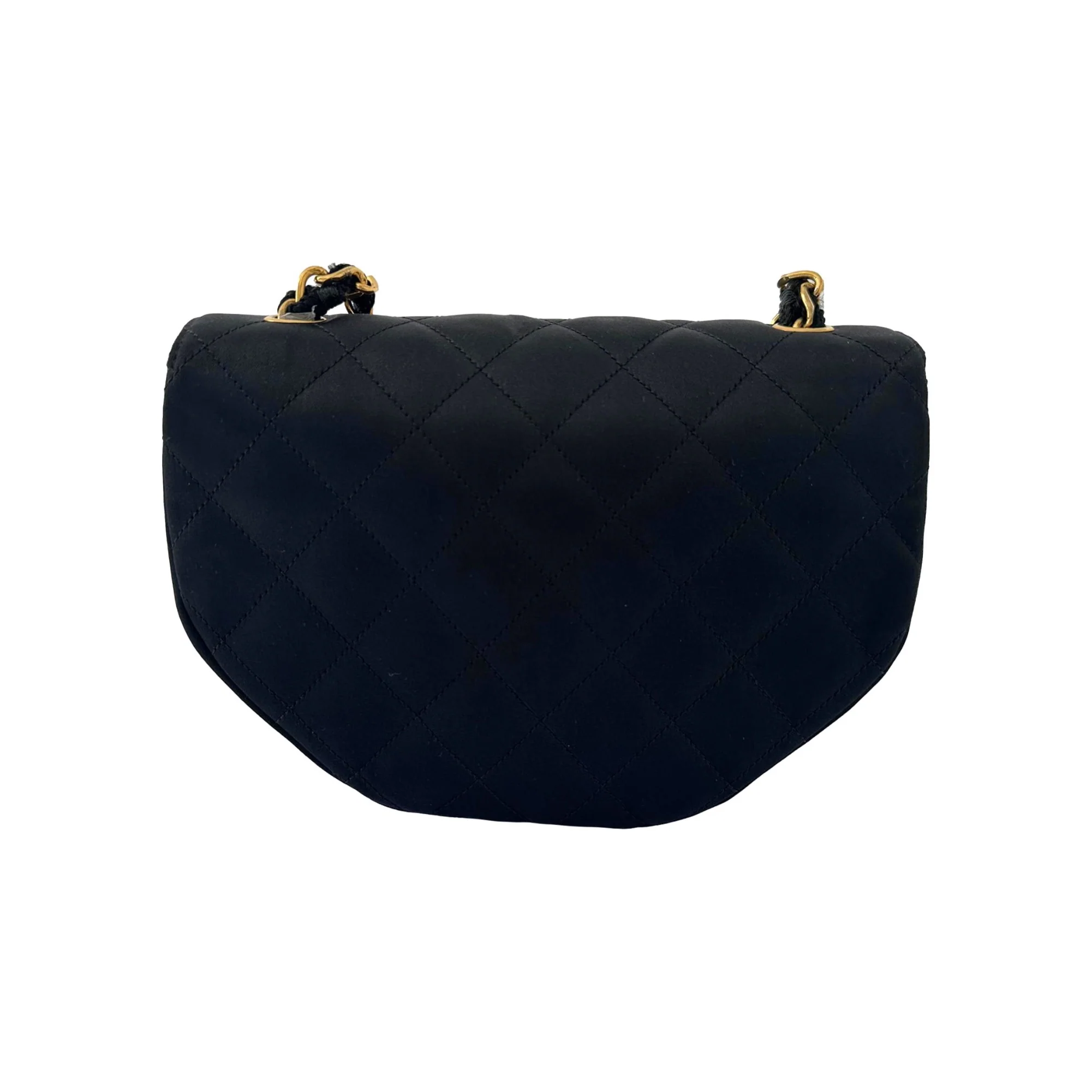 Chanel Black Mini Satin Half-Moon Chain Bag - Image 4