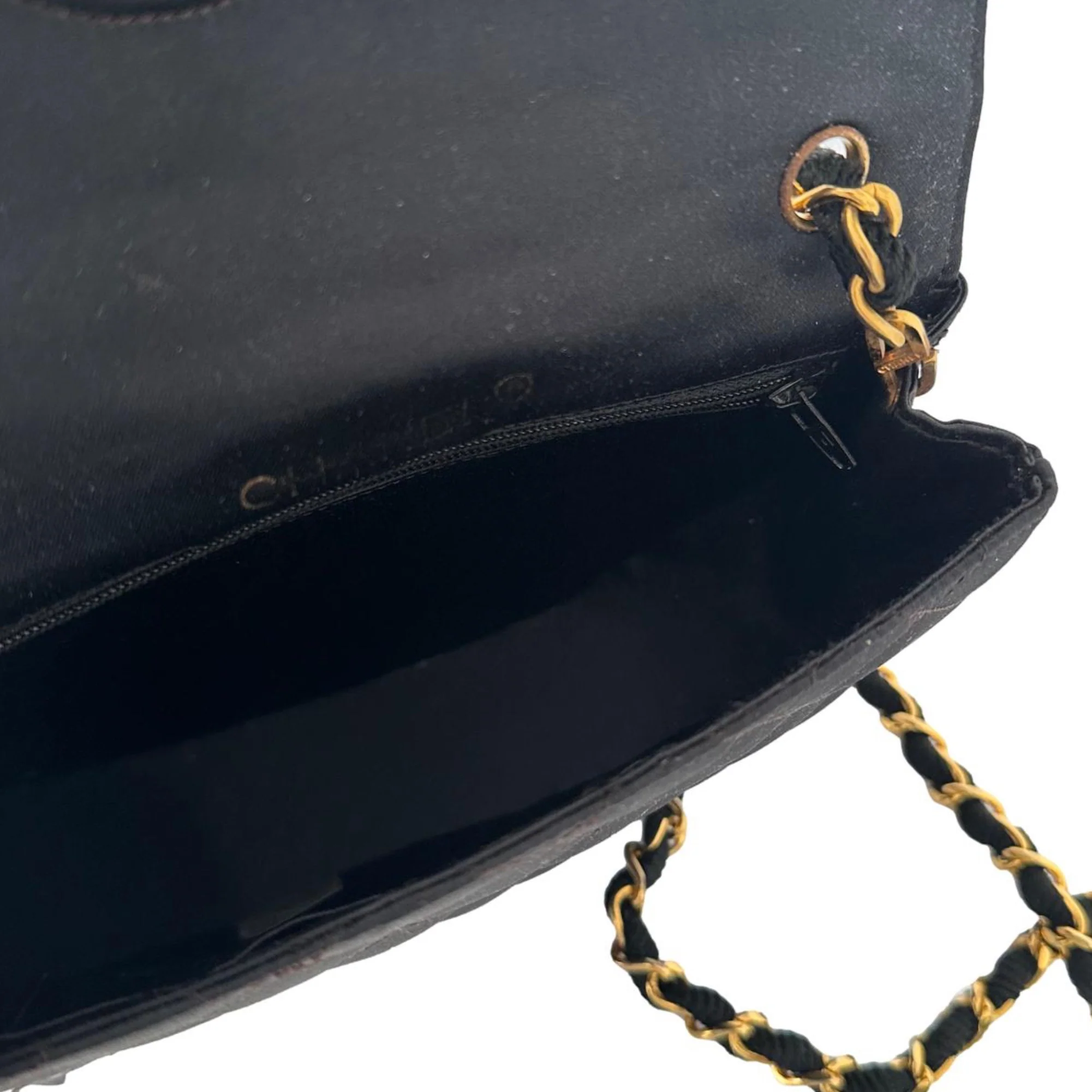 Chanel Black Mini Satin Half-Moon Chain Bag - Image 5