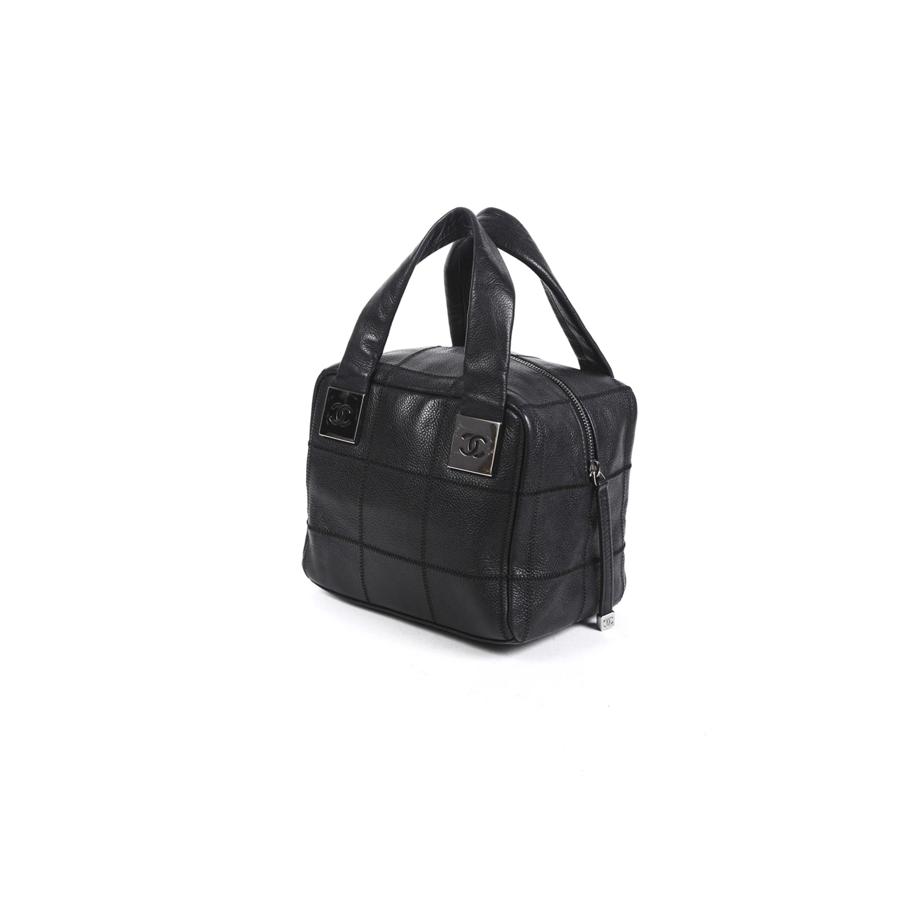 Chanel Black Mini Square Quilt Boston Bag - Image 2