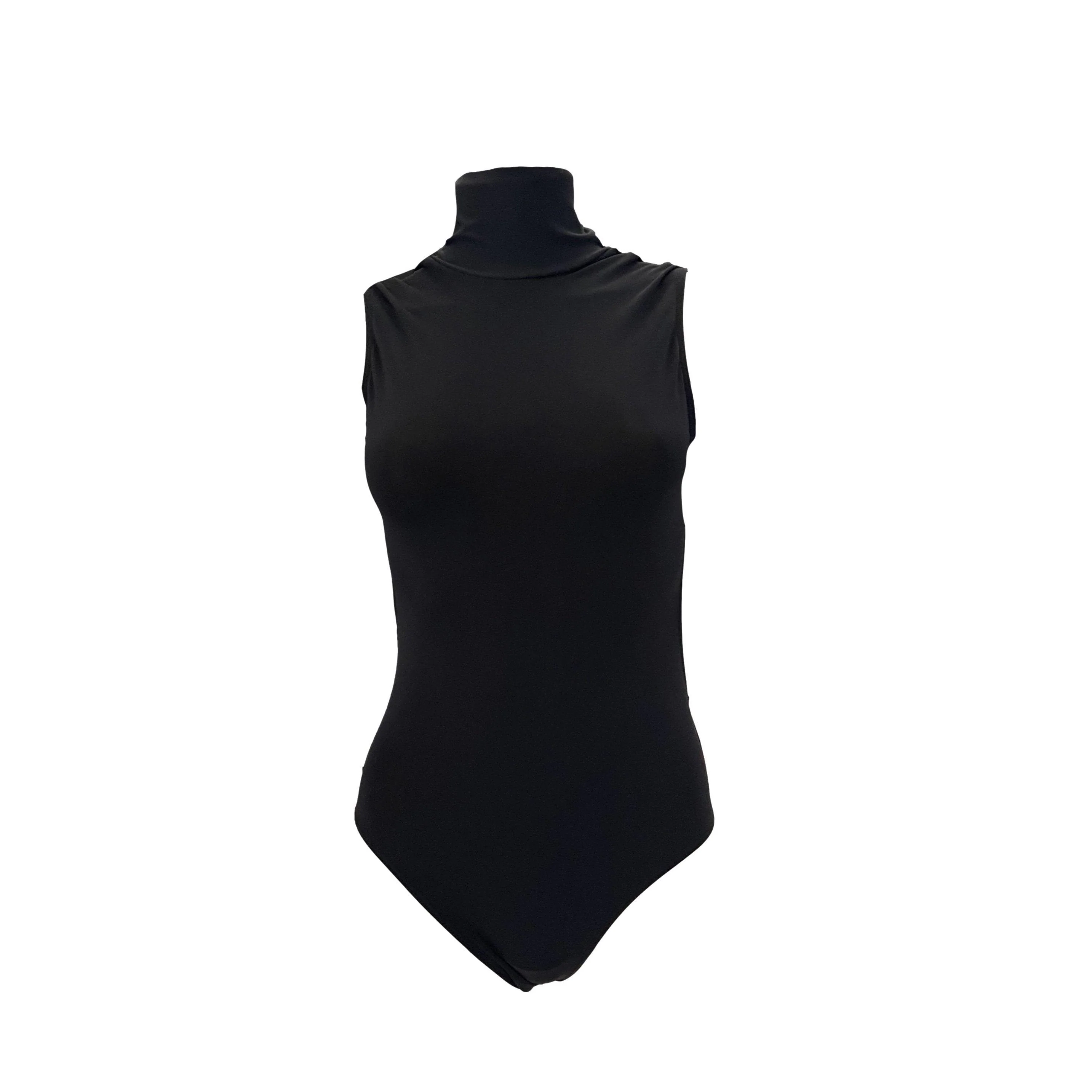 Chanel Black Mockneck Logo One Piece