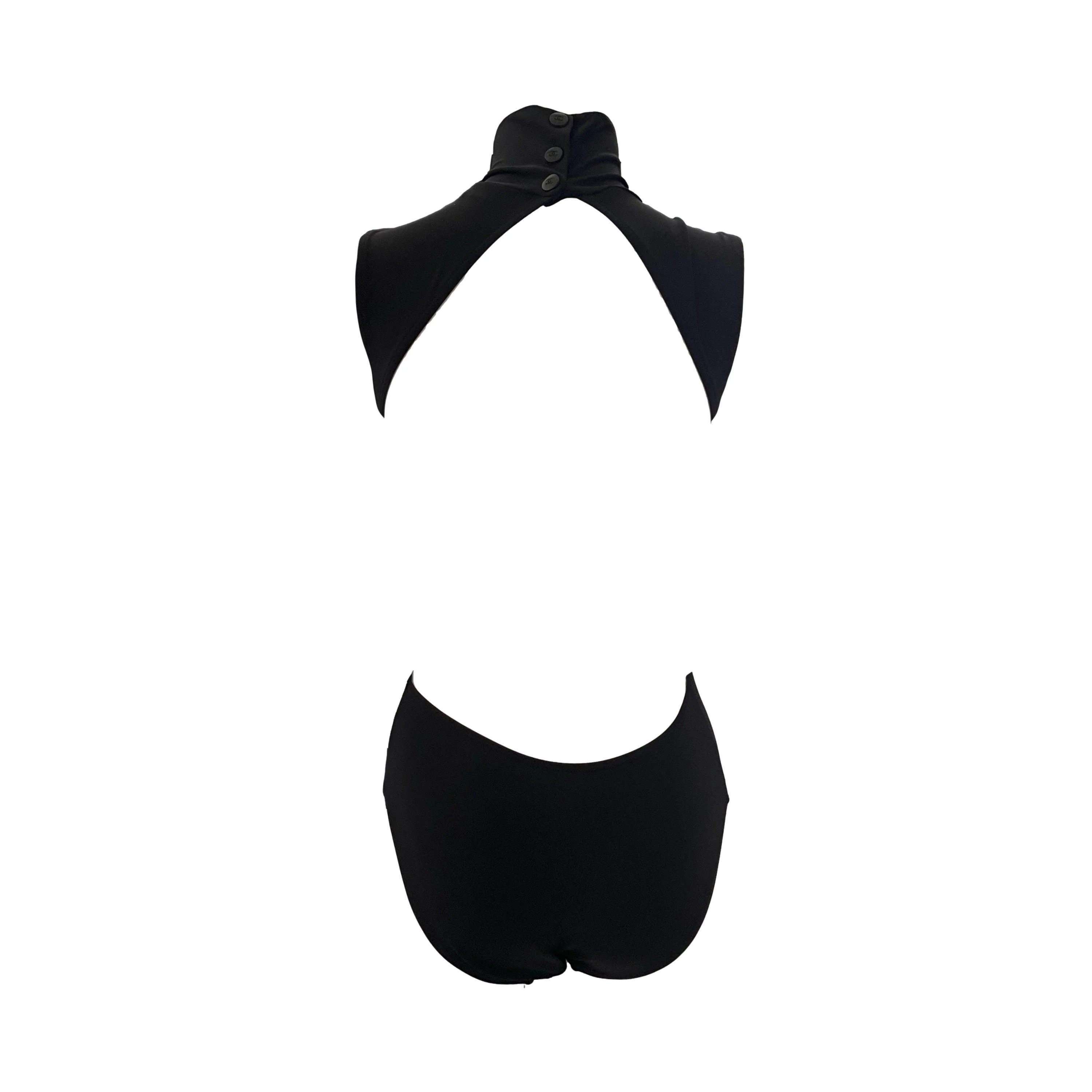 Chanel Black Mockneck Logo One Piece - Image 2