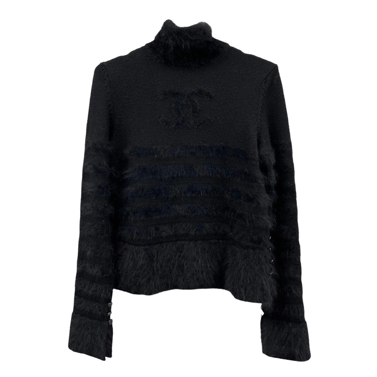 Chanel Black Mohair Jumbo Logo Sweater