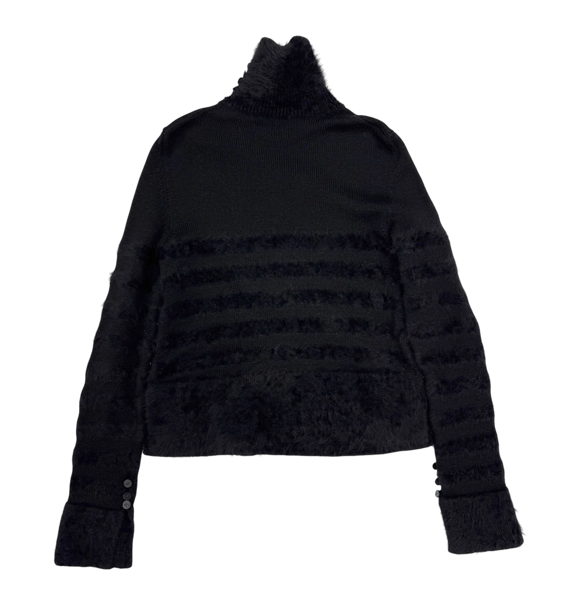 Chanel Black Textured Logo Turtleneck Sweater - Image 2