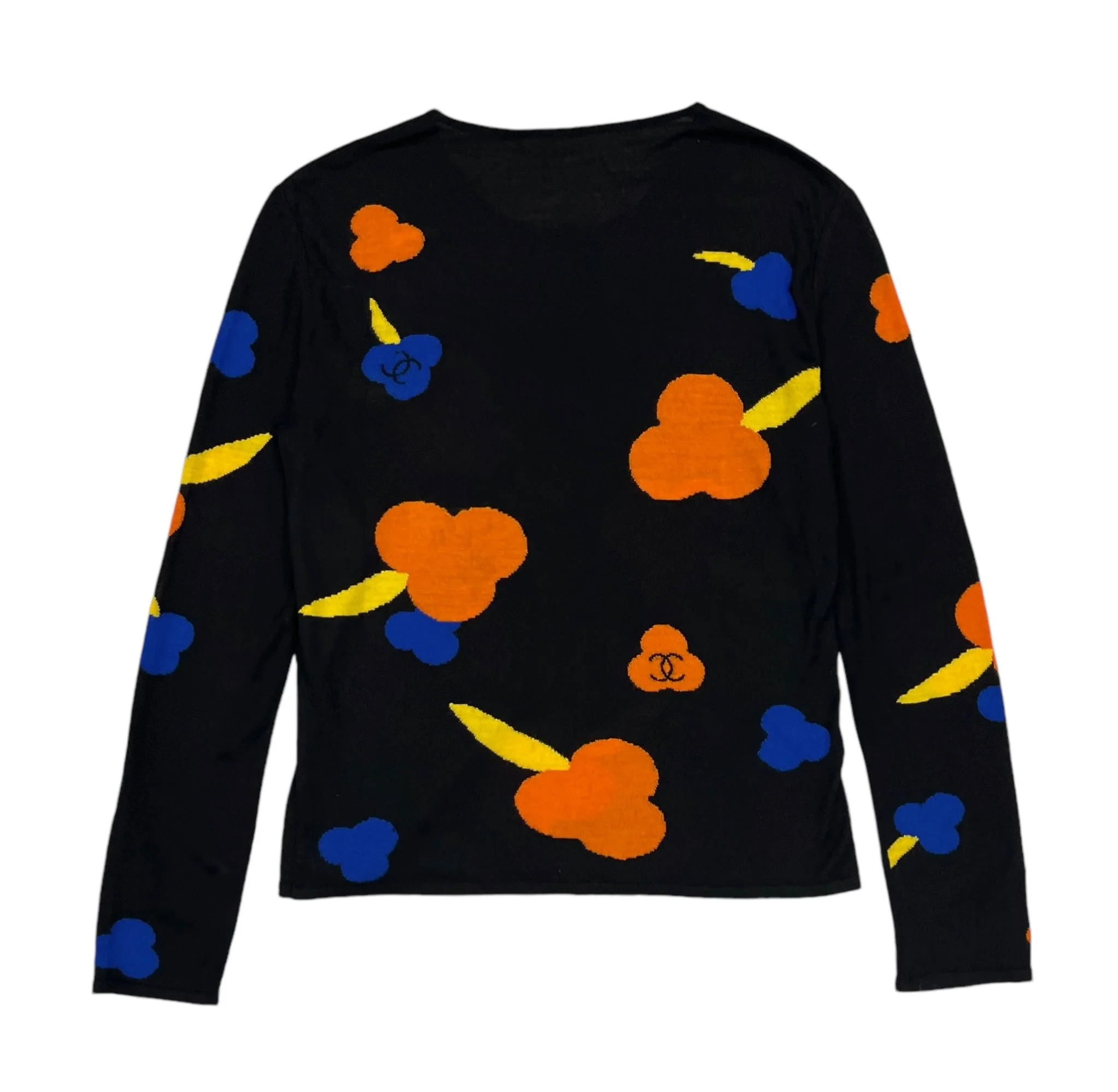 Chanel Black Orange Print Sweater - Image 2