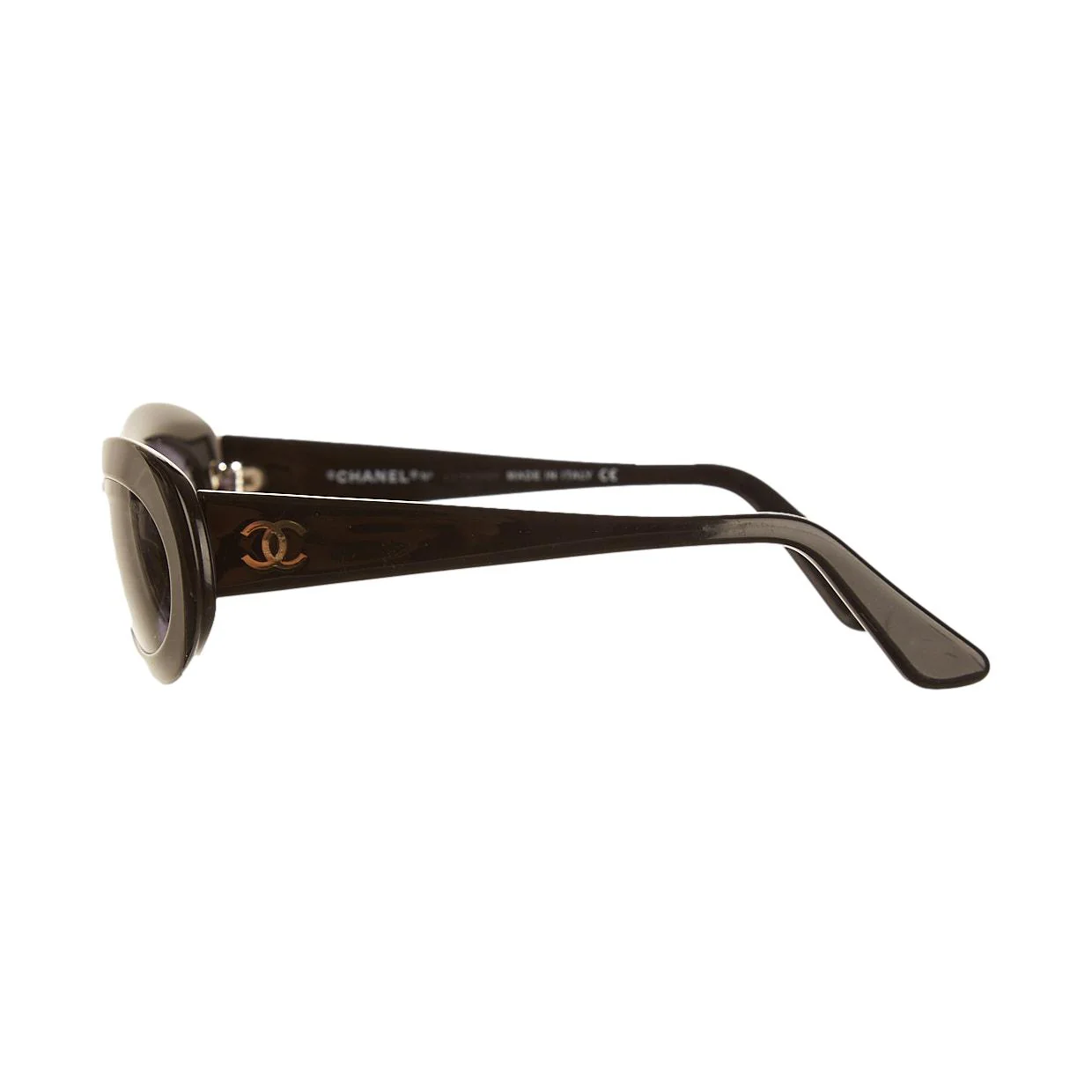 Chanel Black Oval Logo Sunglasses - Image 3