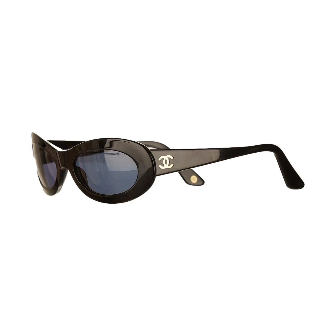 Chanel Black Oval Logo Sunglasses